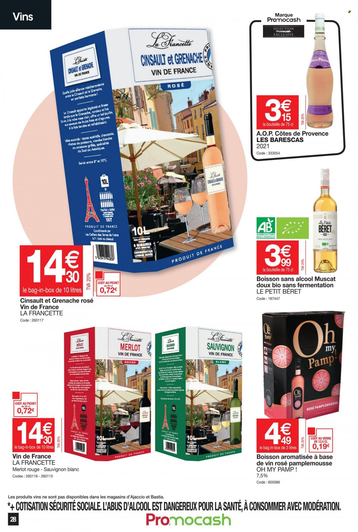 thumbnail - Catalogue Promocash - 12/05/2022 - 21/05/2022 - Produits soldés - rillettes, vin rosé, Sauvignon Blanc, Cabernet Sauvignon, verre. Page 28.