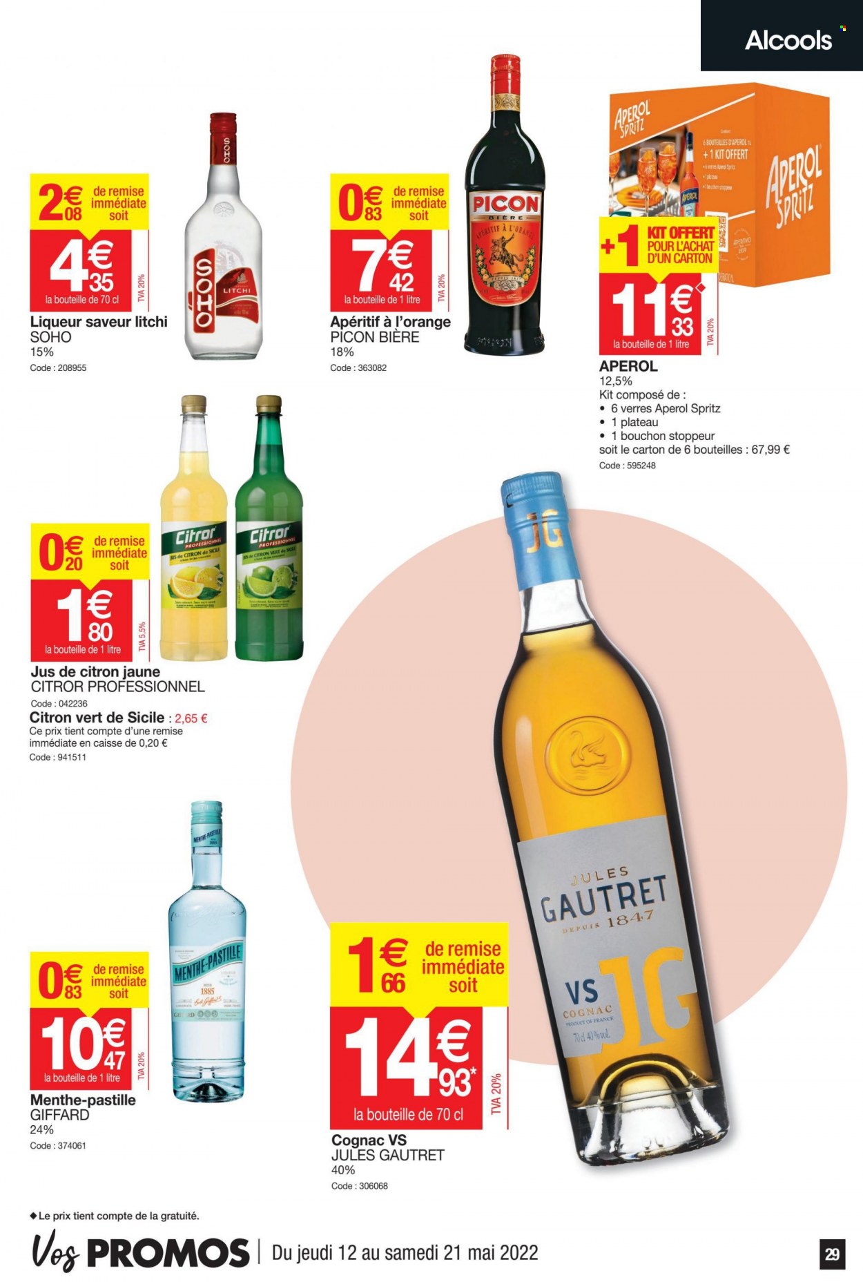 thumbnail - Catalogue Promocash - 12/05/2022 - 21/05/2022 - Produits soldés - bière, Aperol, cognac, liqueur, apéritif, Spritz. Page 29.