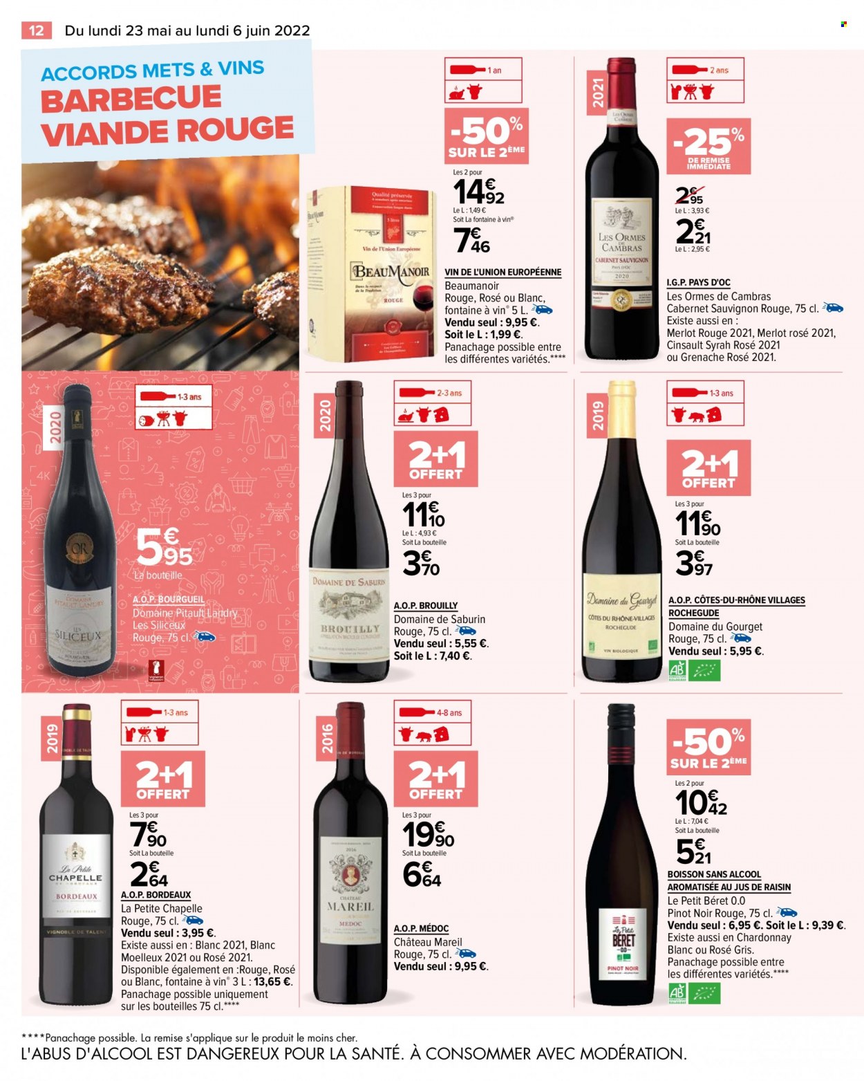 thumbnail - Catalogue Carrefour Hypermarchés - 23/05/2022 - 06/06/2022 - Produits soldés - Bordeaux, vin blanc, Cabernet Sauvignon, barbecue. Page 16.