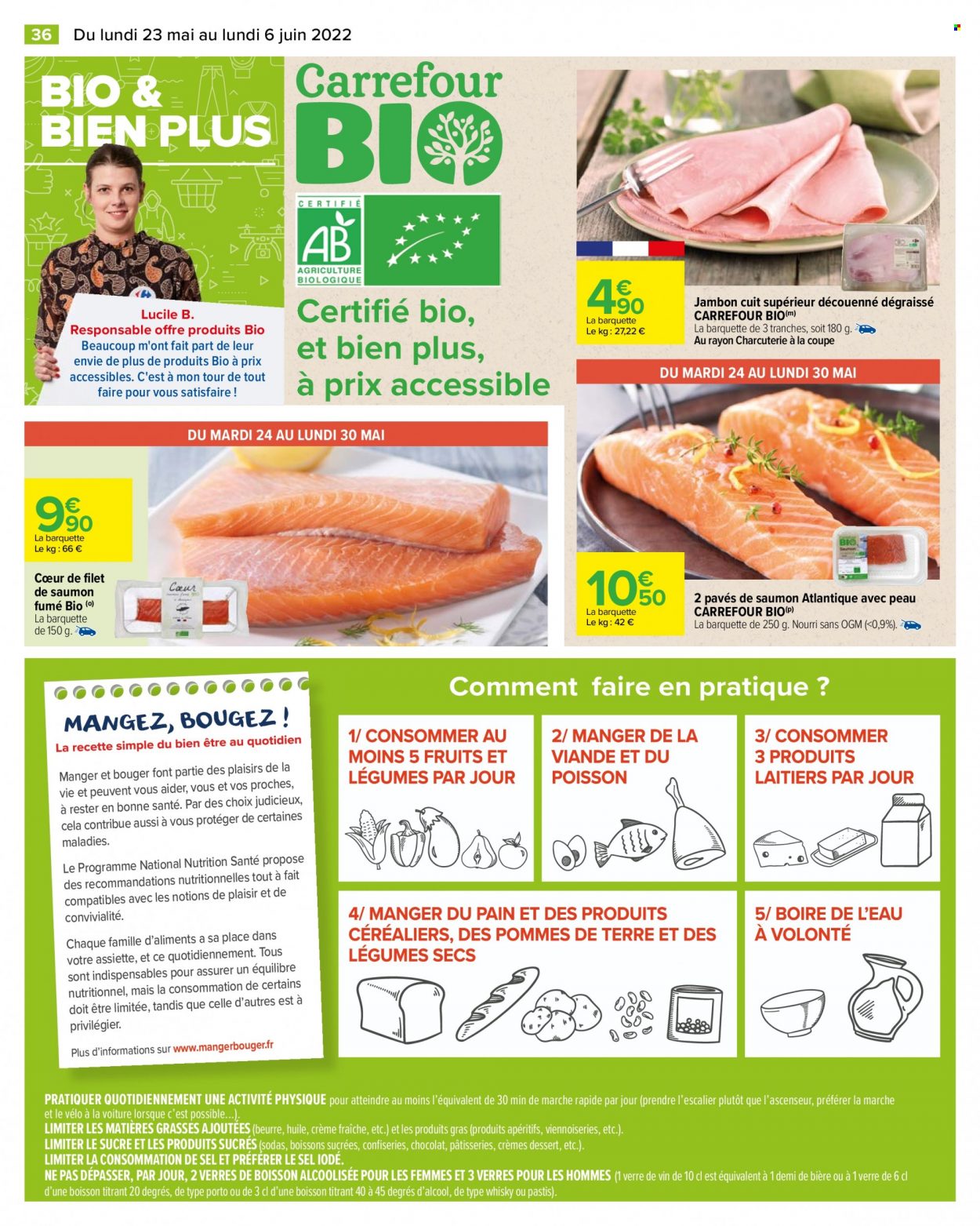 thumbnail - Catalogue Carrefour Hypermarchés - 23/05/2022 - 06/06/2022 - Produits soldés - pavés de saumon, nem, jambon, beurre, crème fraîche, verre. Page 40.