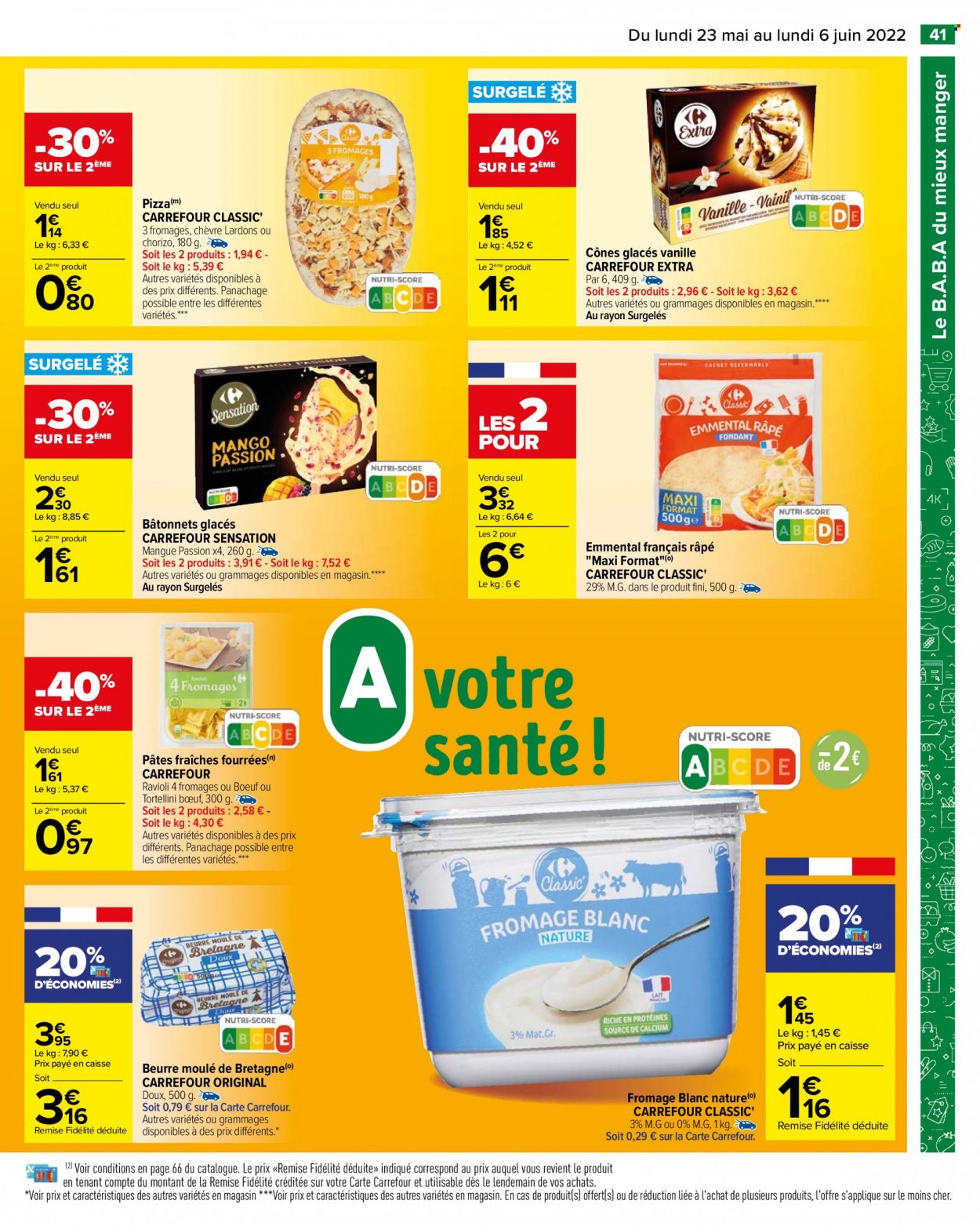 thumbnail - Catalogue Carrefour Hypermarchés - 23/05/2022 - 06/06/2022 - Produits soldés - pizza, tortellini, ravioli, fromage blanc, beurre, pâtes, cônes. Page 45.