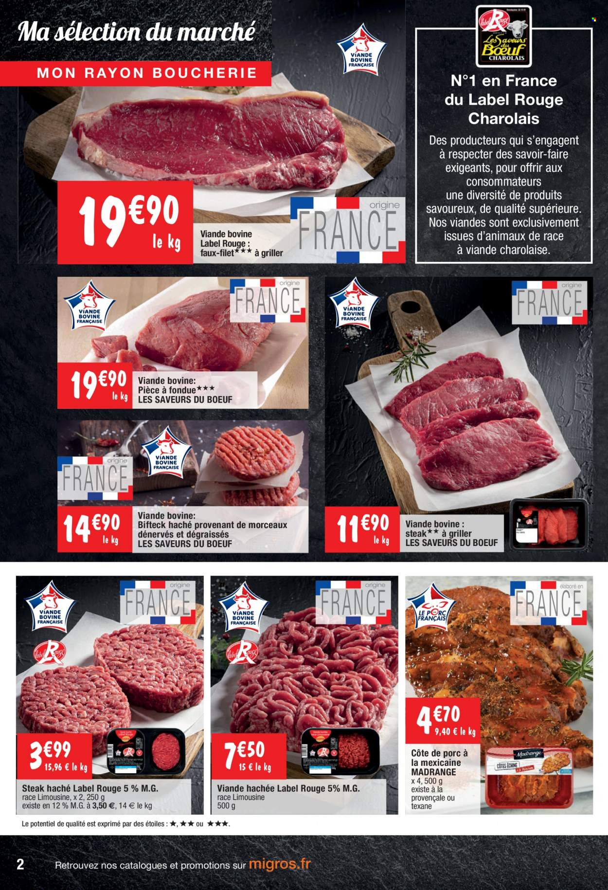thumbnail - Catalogue Migros France - 17/05/2022 - 22/05/2022 - Produits soldés - côtes de porc, pièce à fondue, viande de porc, steak haché, viande hachée. Page 2.