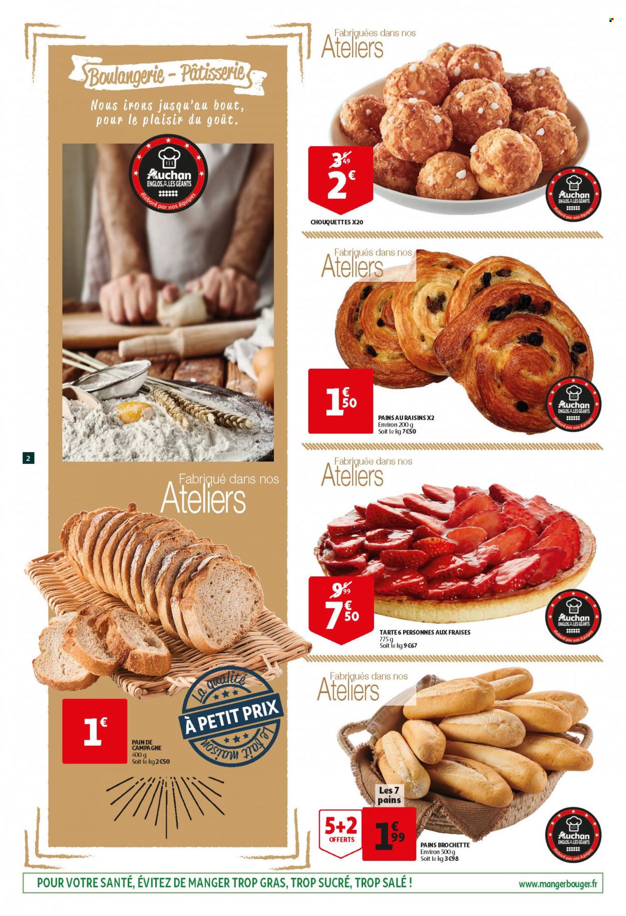 thumbnail - Catalogue Auchan - 18/05/2022 - 25/05/2022 - Produits soldés - tarte, pain, chouquettes. Page 2.