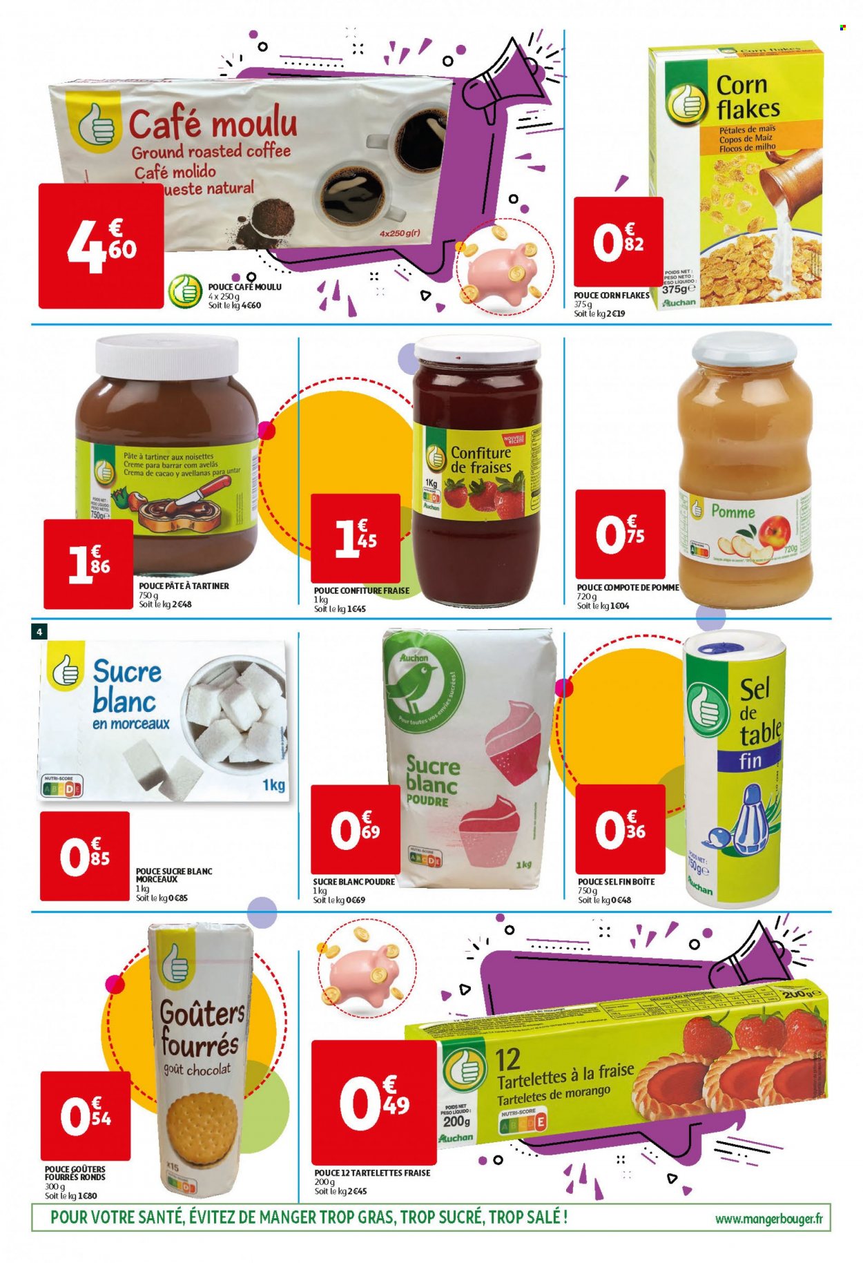 thumbnail - Catalogue Auchan - 18/05/2022 - 25/05/2022 - Produits soldés - tartelettes, pâte à tartiner, sel, confiture, café, café moulu. Page 9.