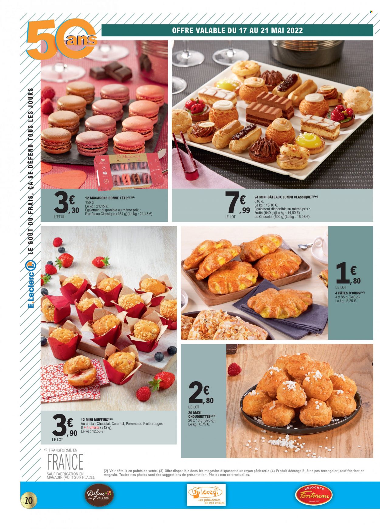 thumbnail - Catalogue E.Leclerc - 17/05/2022 - 28/05/2022 - Produits soldés - pommes, brioche, macarons, chouquettes, pâtes. Page 20.
