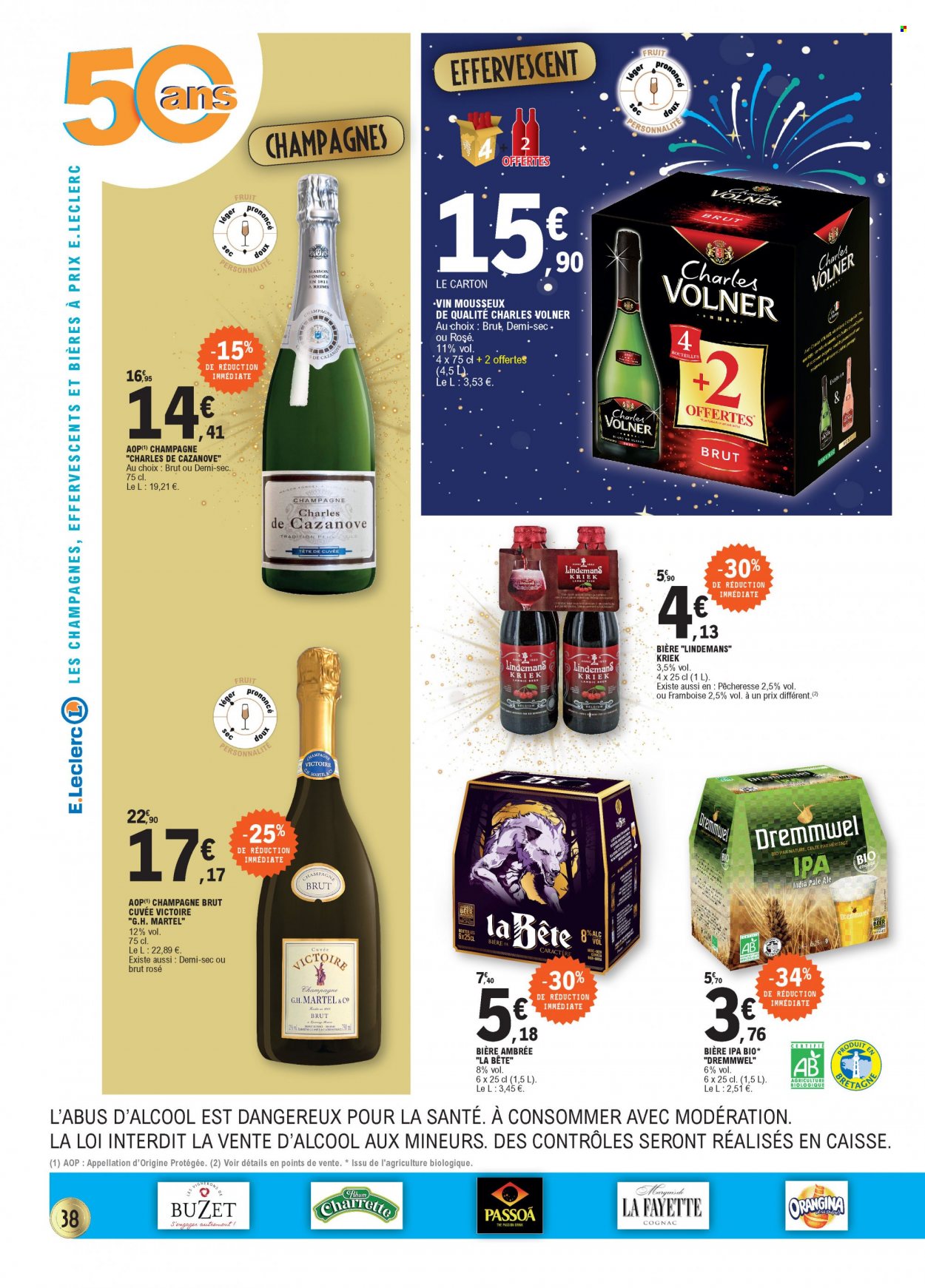 thumbnail - Catalogue E.Leclerc - 17/05/2022 - 28/05/2022 - Produits soldés - bière, Orangina, champagne, vin, rhum. Page 38.