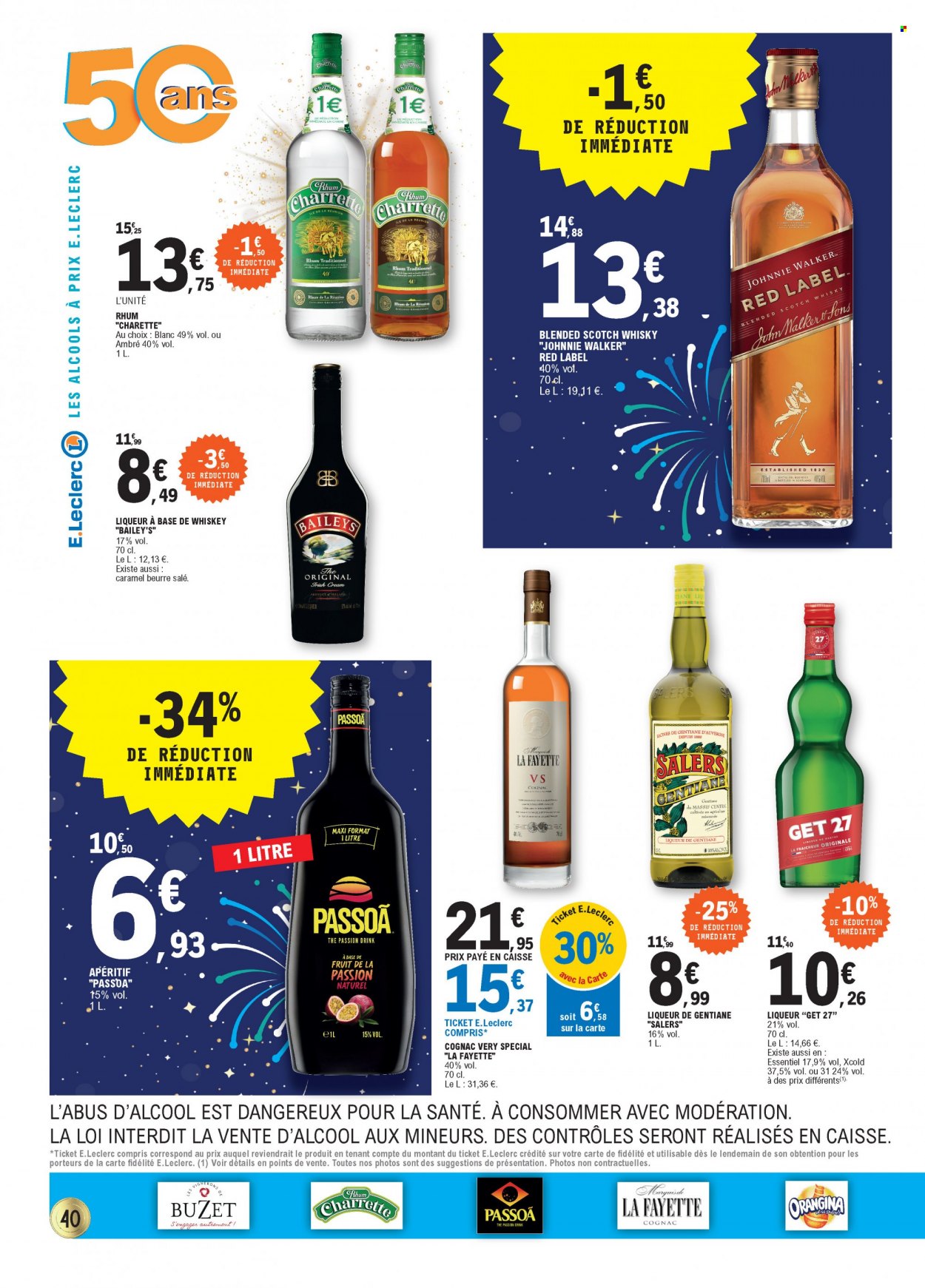 thumbnail - Catalogue E.Leclerc - 17/05/2022 - 28/05/2022 - Produits soldés - Orangina, cognac, whisky, rhum, liqueur, apéritif. Page 40.