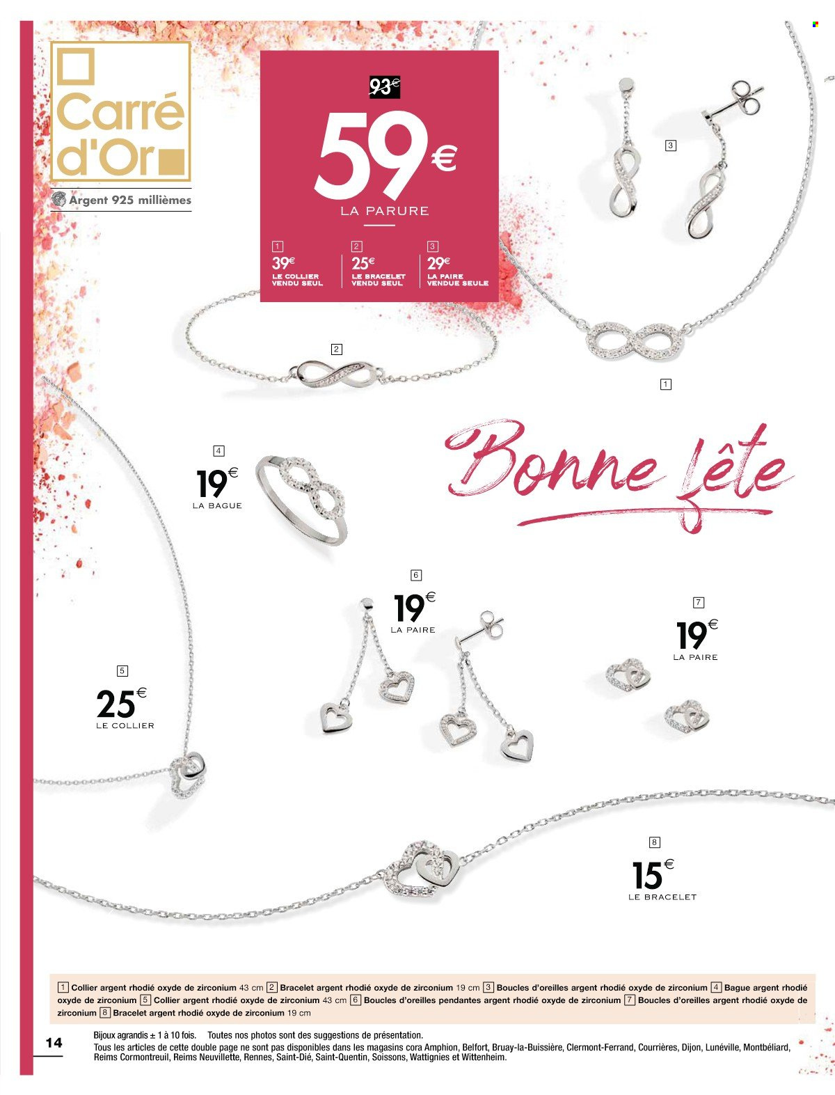 thumbnail - Catalogue Cora - 17/05/2022 - 28/05/2022 - Produits soldés - bijouterie, boucles d'oreilles, bracelet. Page 14.