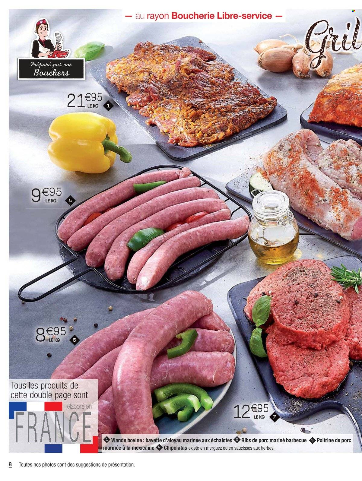 thumbnail - Catalogue Cora - 17/05/2022 - 28/05/2022 - Produits soldés - côtes de porc, poitrine de porc, viande de porc, merguez, saucisse, chipolata. Page 8.