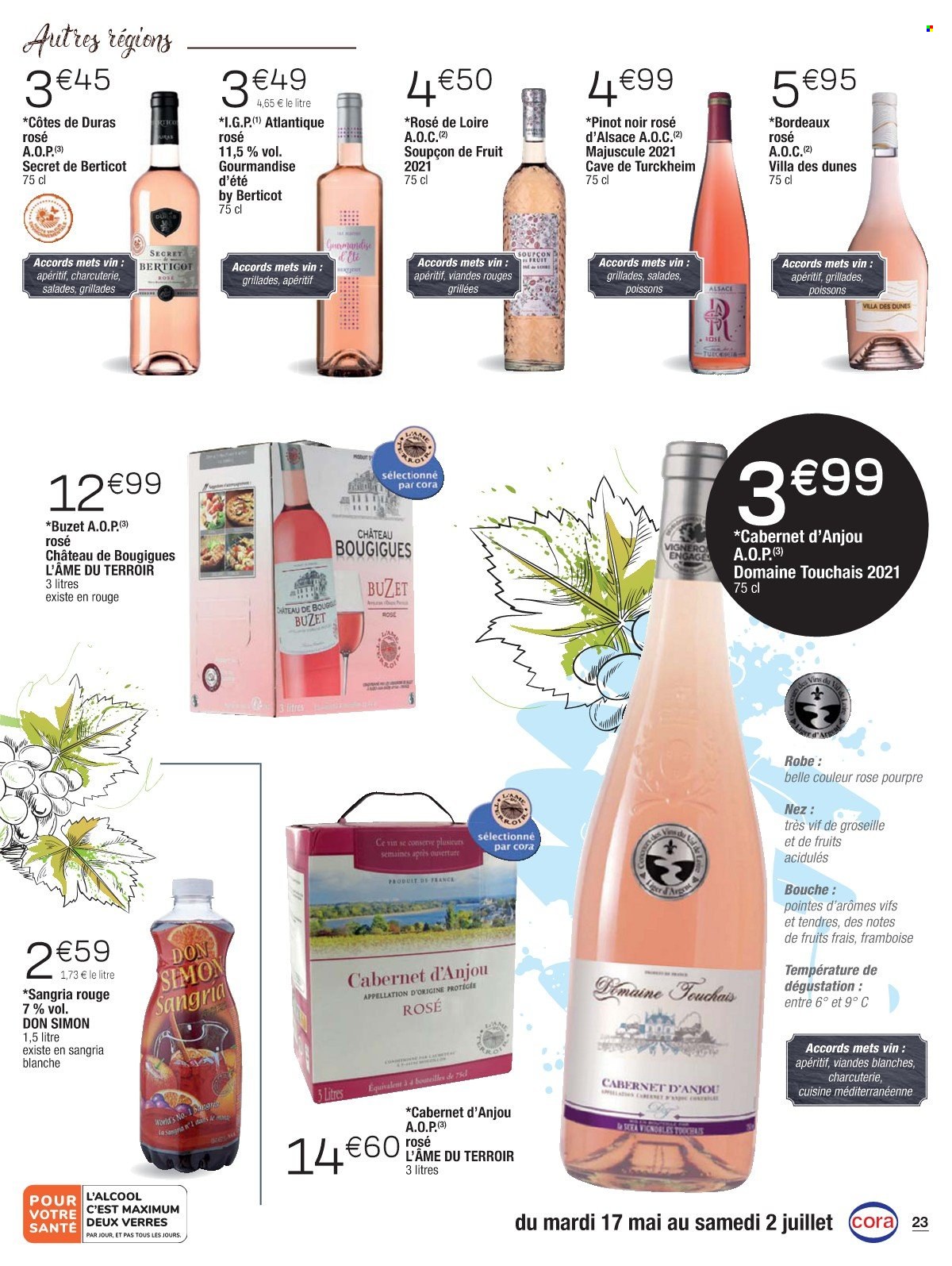thumbnail - Catalogue Cora - 17/05/2022 - 28/05/2022 - Produits soldés - Bordeaux, vin rouge, sangría, apéritif. Page 23.