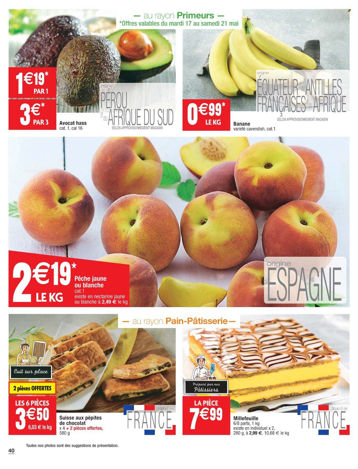 thumbnail - Catalogue Cora - 17/05/2022 - 23/05/2022 - Produits soldés - avocat, bananes, nectarine, pêche. Page 40.