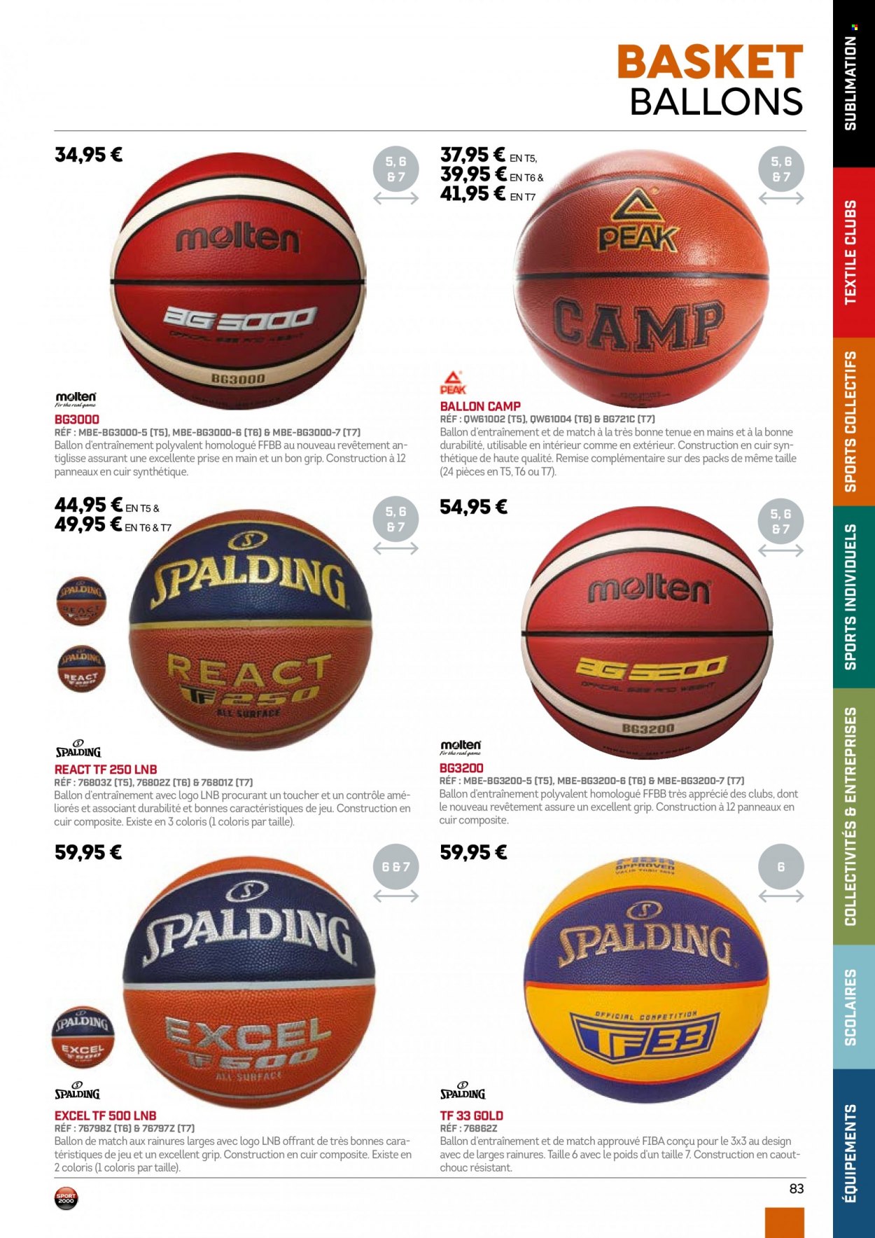 thumbnail - Catalogue Sport 2000 - Produits soldés - basket, ballon. Page 83.