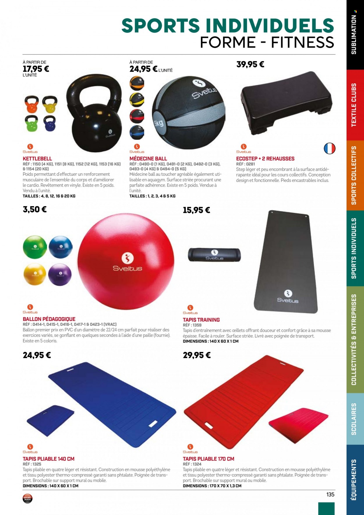 thumbnail - Catalogue Sport 2000 - Produits soldés - ballon, tapis. Page 135.