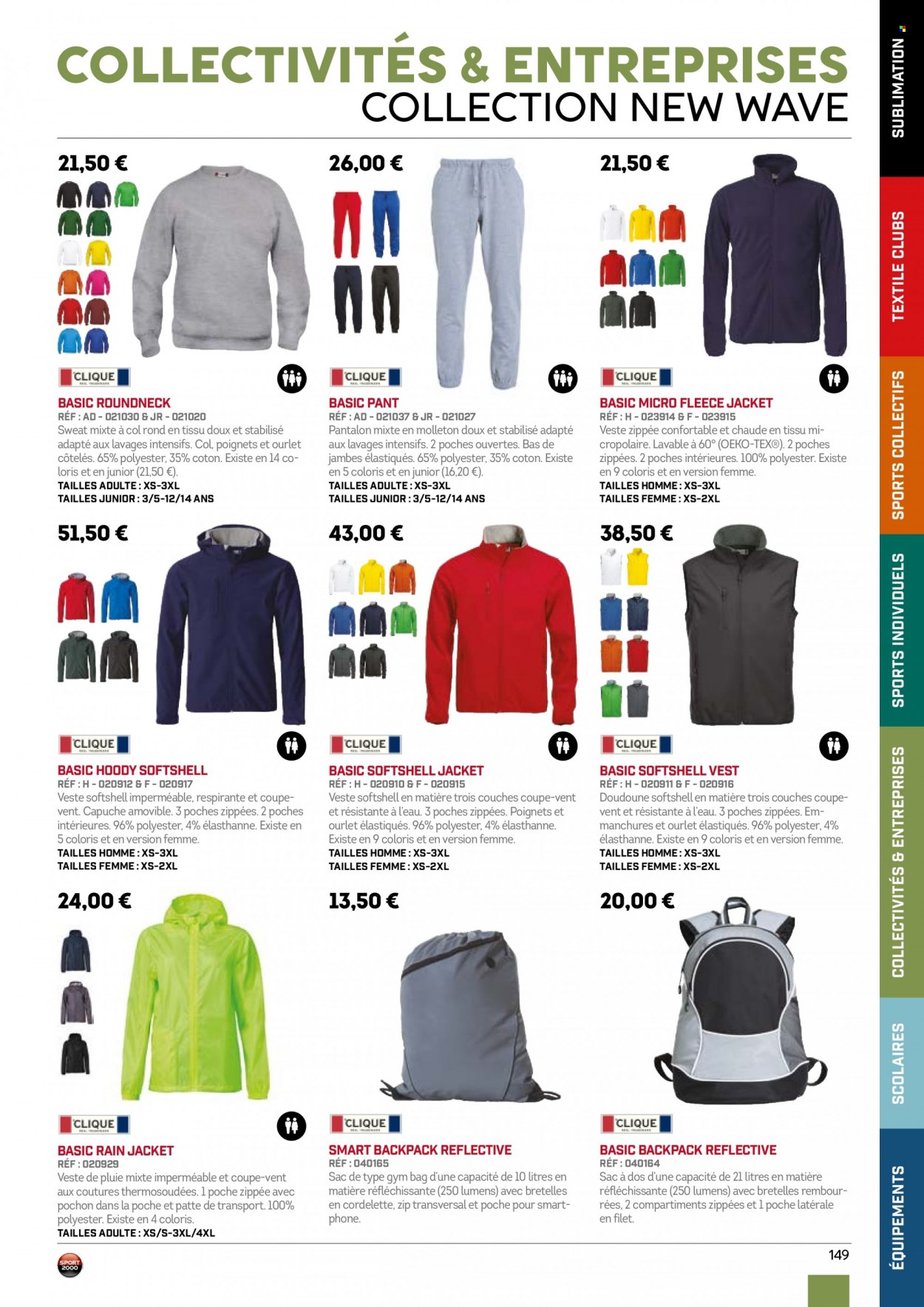 thumbnail - Catalogue Sport 2000 - Produits soldés - doudoune, veste, pantalon, sweat-shirt, sac à dos. Page 149.