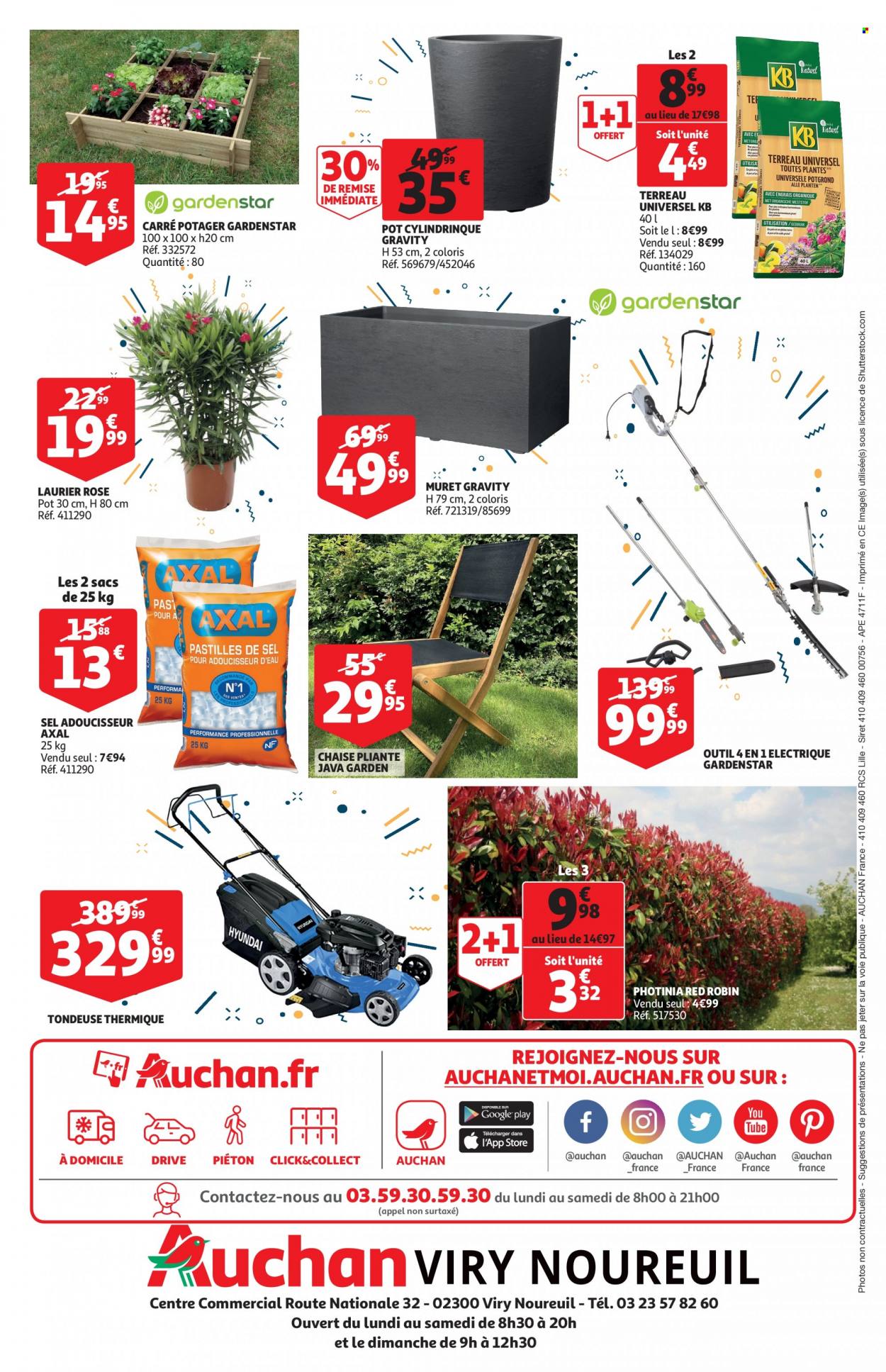 thumbnail - Catalogue Auchan - 18/05/2022 - 21/05/2022 - Produits soldés - chaise, chaise pliante, tondeuse, terreau, laurier rose, photinia, carré potager. Page 2.