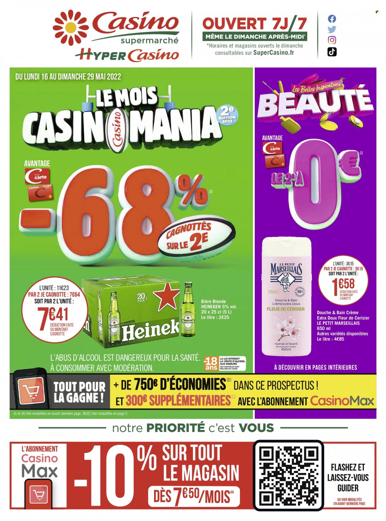 thumbnail - Catalogue Géant Casino - 16/05/2022 - 29/05/2022 - Produits soldés - bière, bière blonde, Heineken. Page 1.