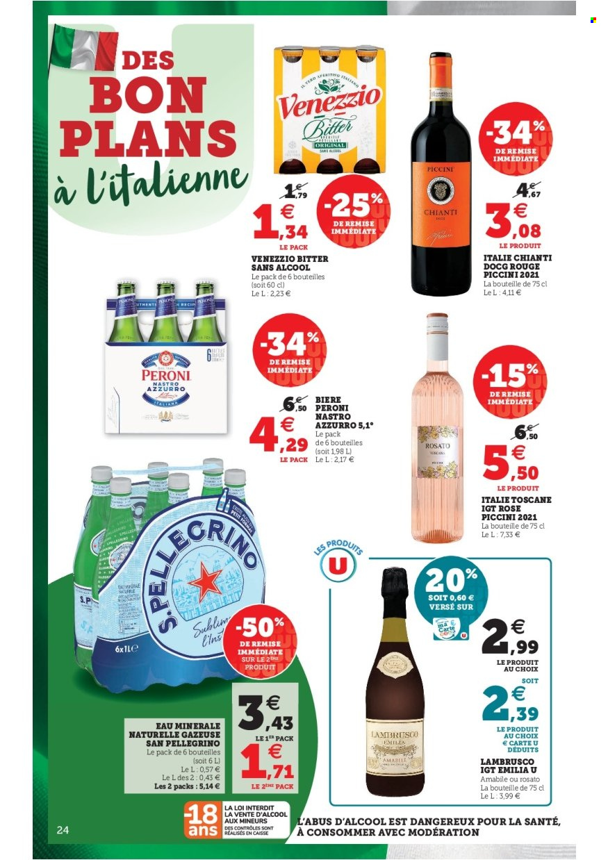 thumbnail - Catalogue SUPER U - 17/05/2022 - 28/05/2022 - Produits soldés - Peroni, bière, eau minérale, San Pellegrino. Page 24.