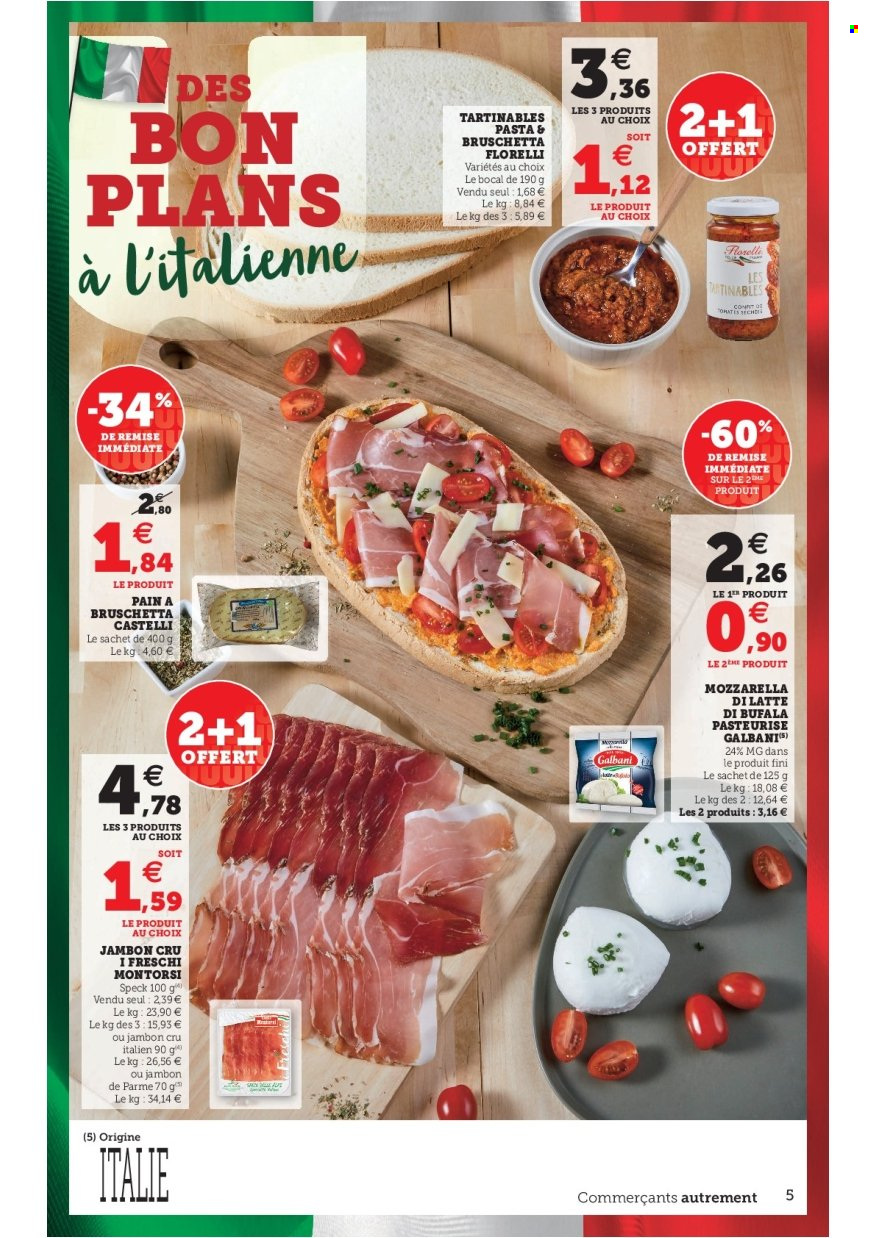 thumbnail - Catalogue U express - 17/05/2022 - 28/05/2022 - Produits soldés - pain, bruschetta, jambon sec, jambon de parme, fromage, mozzarella. Page 5.