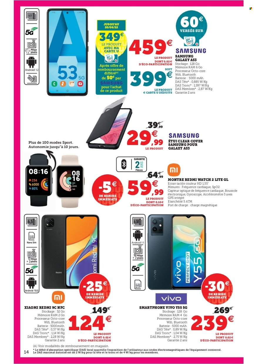 thumbnail - Catalogue HYPER U - 17/05/2022 - 28/05/2022 - Produits soldés - Samsung, Xiaomi, smartphone, montre. Page 14.
