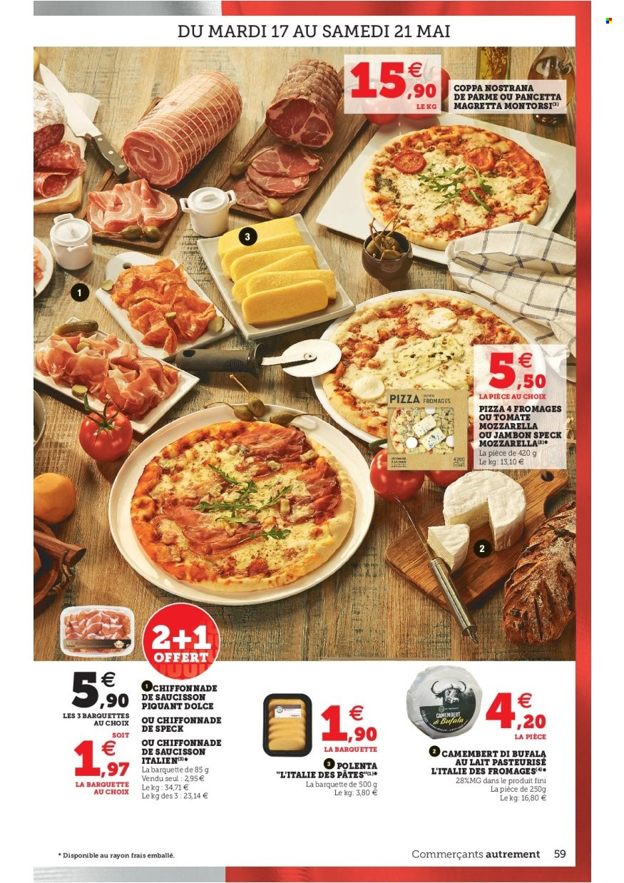 thumbnail - Catalogue HYPER U - 17/05/2022 - 28/05/2022 - Produits soldés - pizza, pancetta, saucisson, camembert, polenta. Page 59.