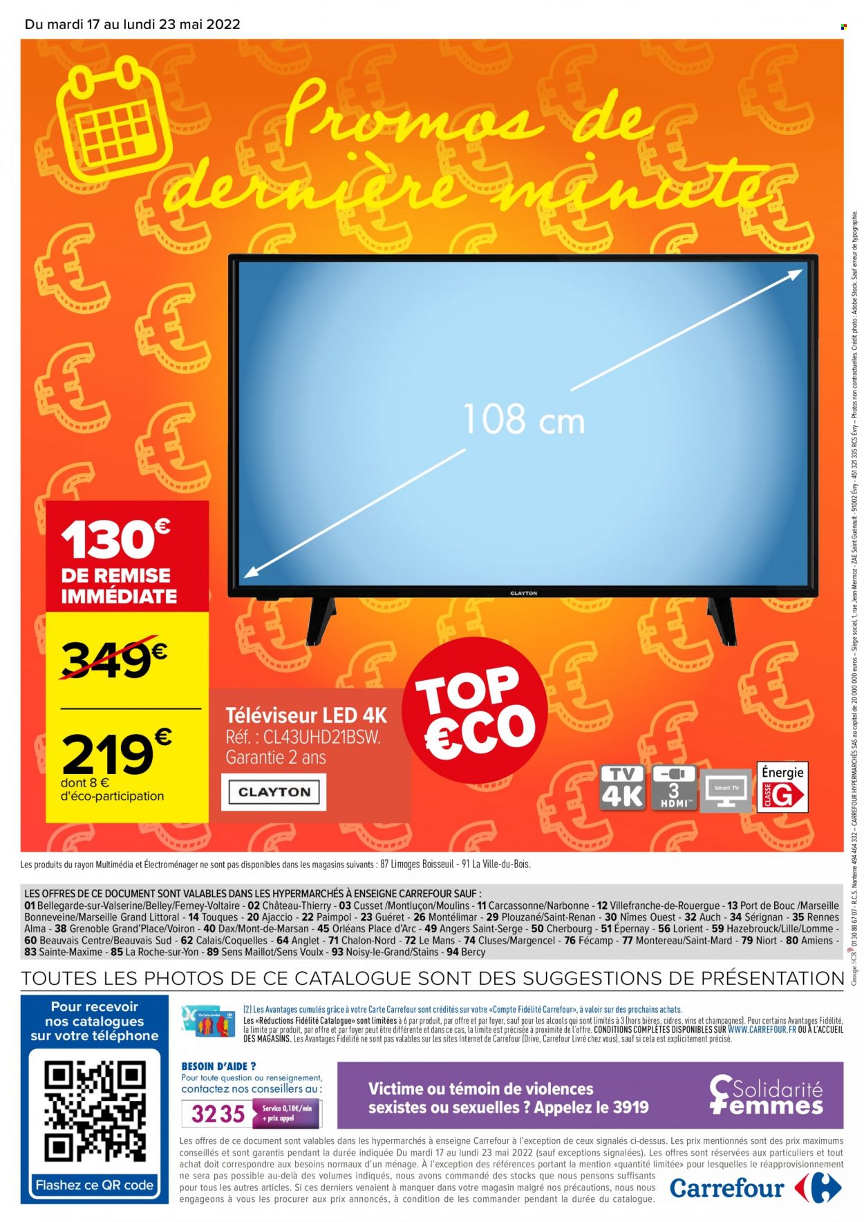 thumbnail - Catalogue Carrefour Hypermarchés - 17/05/2022 - 23/05/2022 - Produits soldés - vin, téléviseur, téléviseur LED. Page 20.