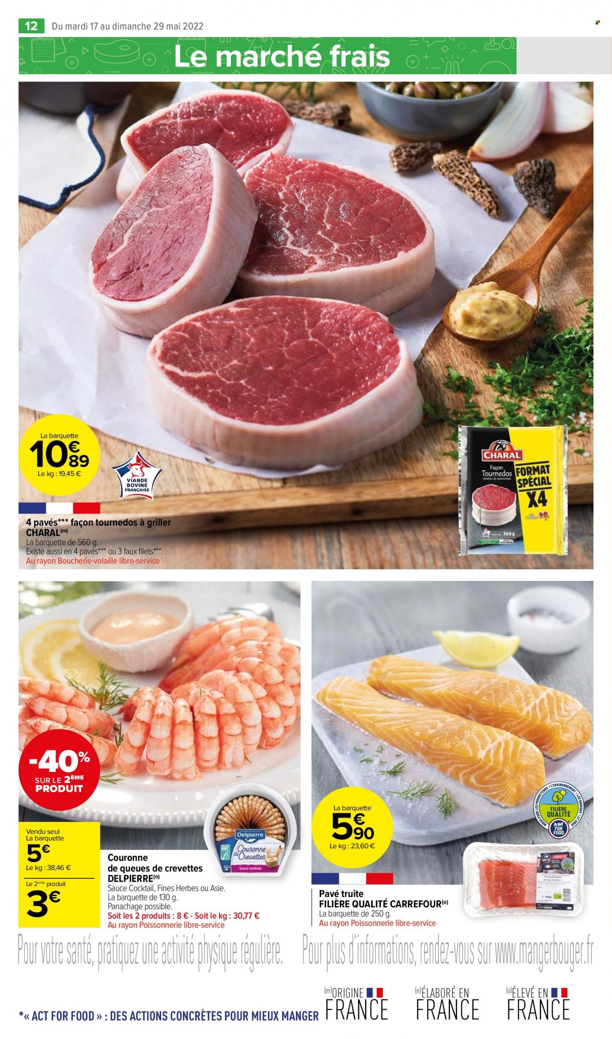 thumbnail - Catalogue Carrefour Market - 17/05/2022 - 29/05/2022 - Produits soldés - crevettes, truite. Page 14.