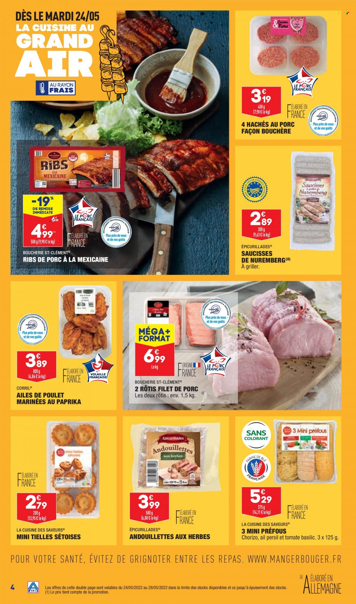 thumbnail - Catalogue ALDI - 24/05/2022 - 30/05/2022 - Produits soldés - côtes de porc, rôti de porc, viande de porc, viande de poulet, ailes de poulet, chorizo, saucisse, persil, Persil. Page 6.