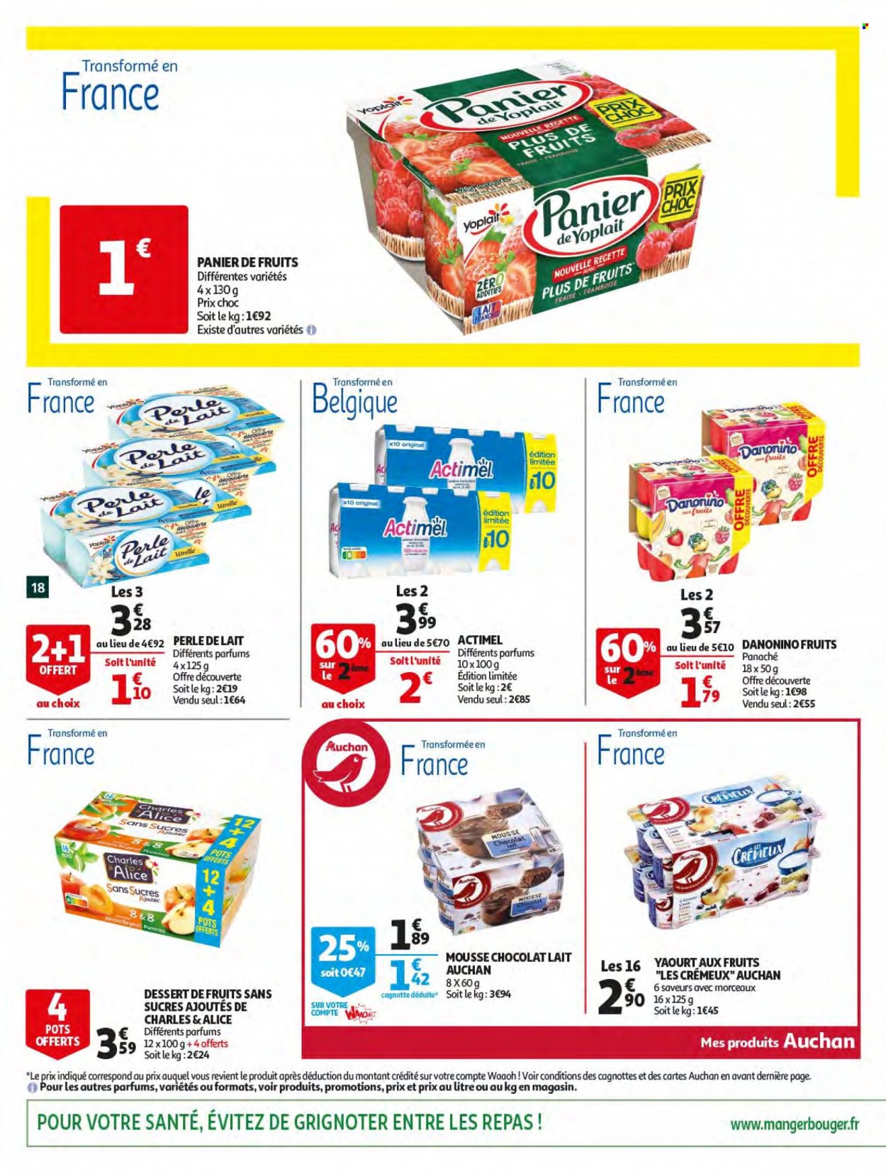 thumbnail - Catalogue Auchan - 18/05/2022 - 24/05/2022 - Produits soldés - dessert, yaourt, Yoplait, Actimel, housse. Page 18.