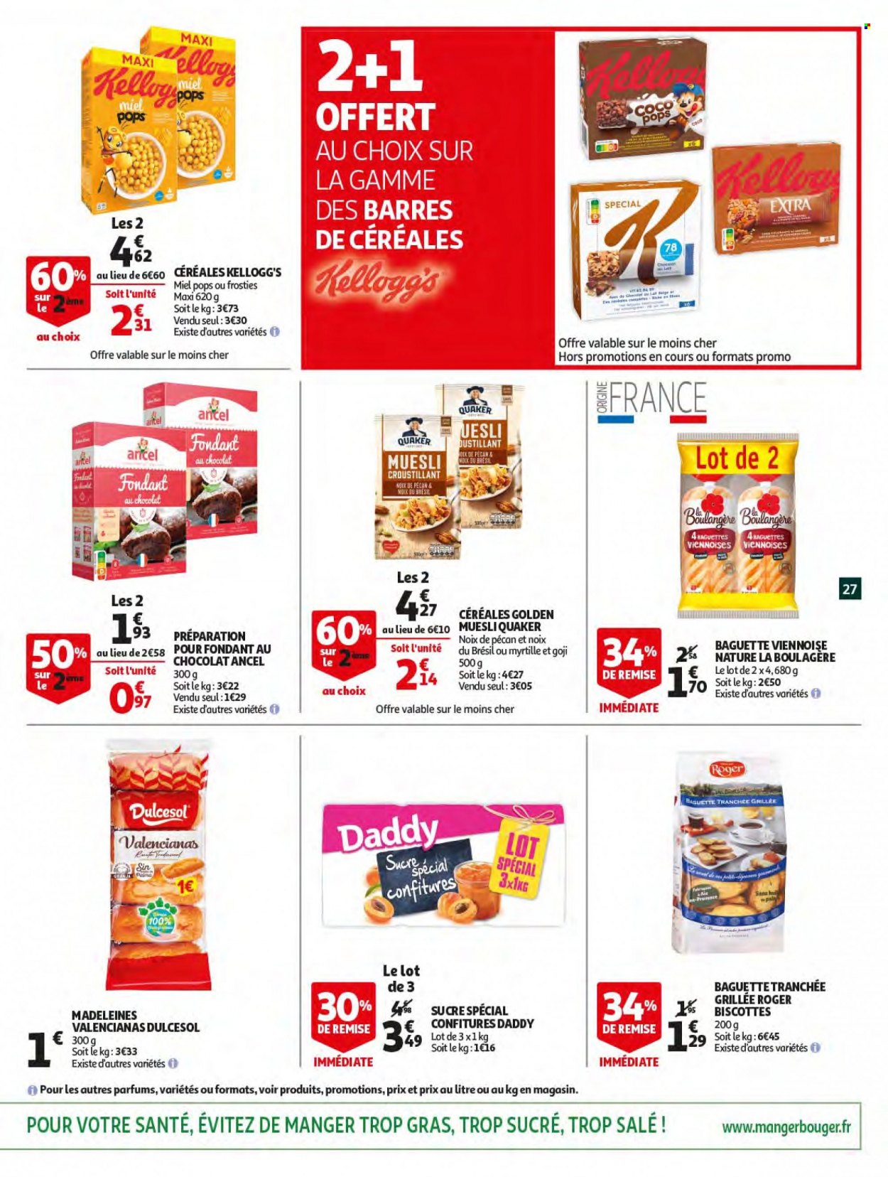 thumbnail - Catalogue Auchan - 18/05/2022 - 24/05/2022 - Produits soldés - baguette, biscottes, madeleines, Kellogg's, Coco Pops, miel, noix de pecan. Page 27.