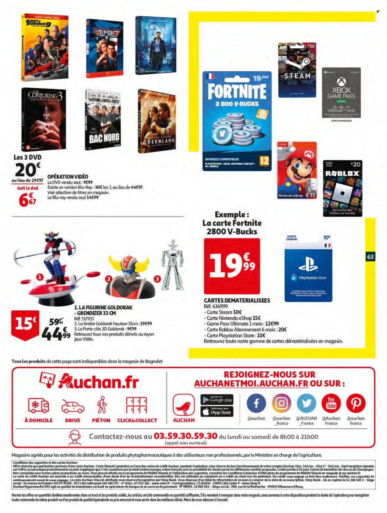 thumbnail - Catalogue Auchan - 18/05/2022 - 24/05/2022 - Produits soldés - figurine, vin, tirelire, porte-clés, DVD, Xbox, Nintendo Switch, Playstation. Page 63.