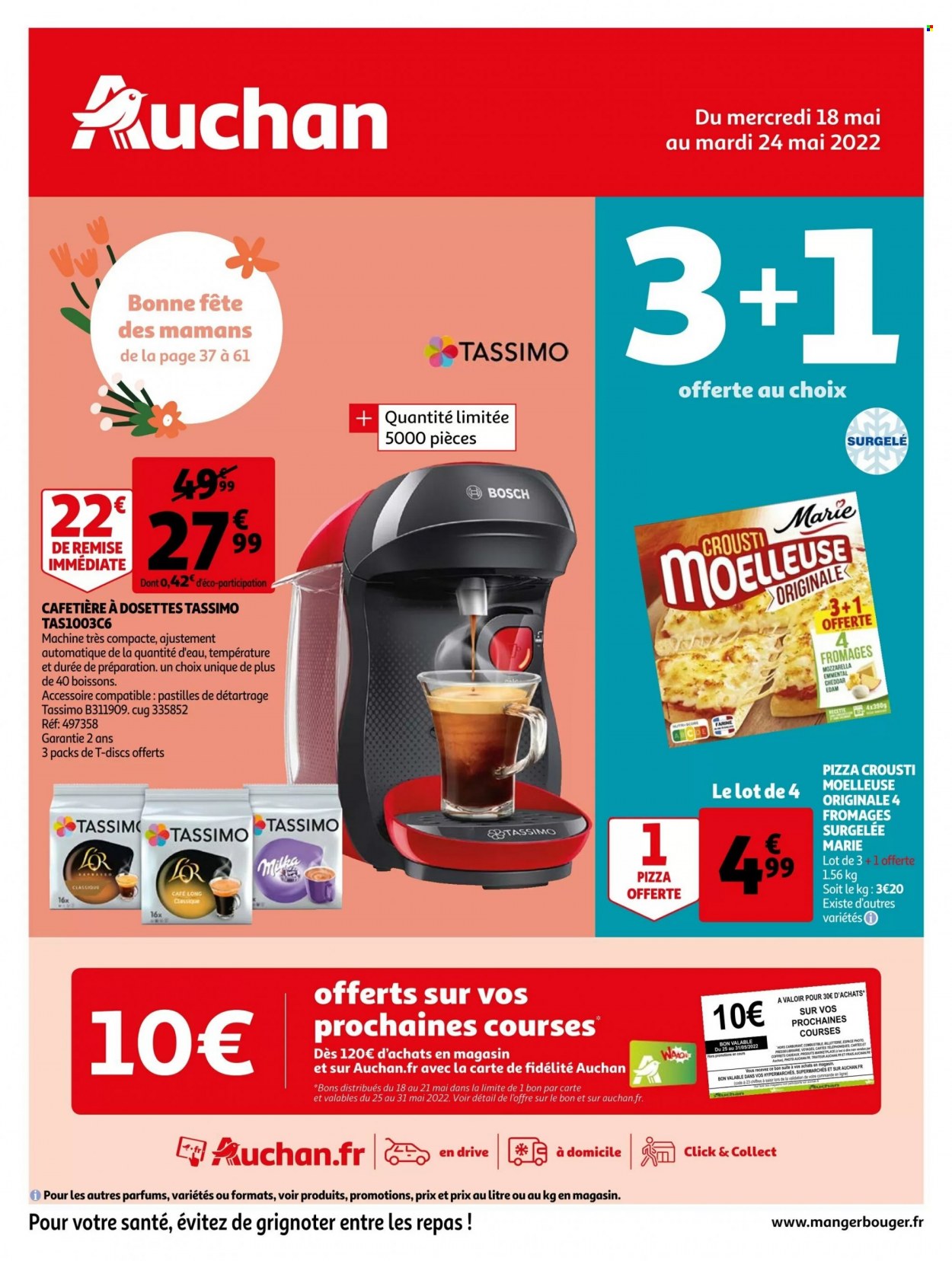 thumbnail - Catalogue Auchan - 18/05/2022 - 24/05/2022 - Produits soldés - Bosch, pizza, café, cafetière. Page 1.