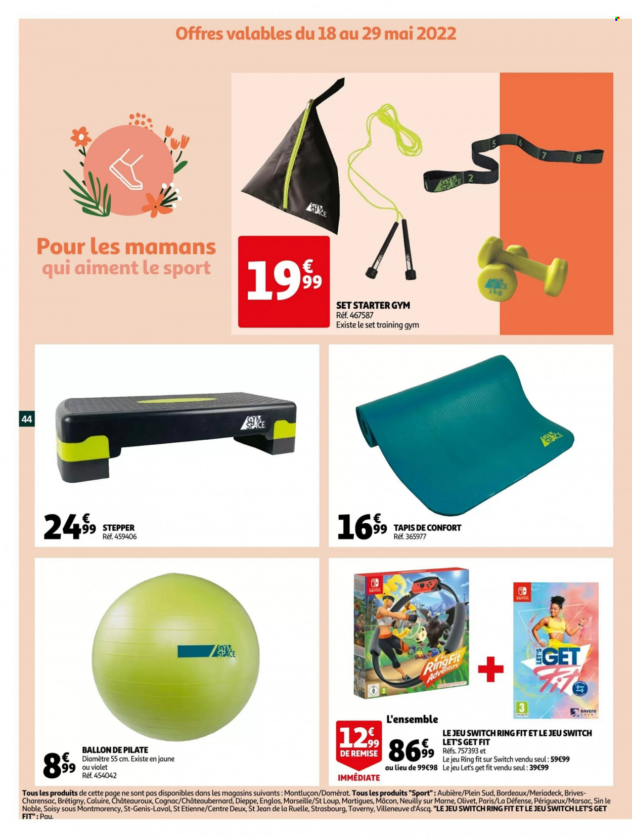 thumbnail - Catalogue Auchan - 18/05/2022 - 24/05/2022 - Produits soldés - Bordeaux, vin rouge, cognac, tapis, ballon. Page 44.