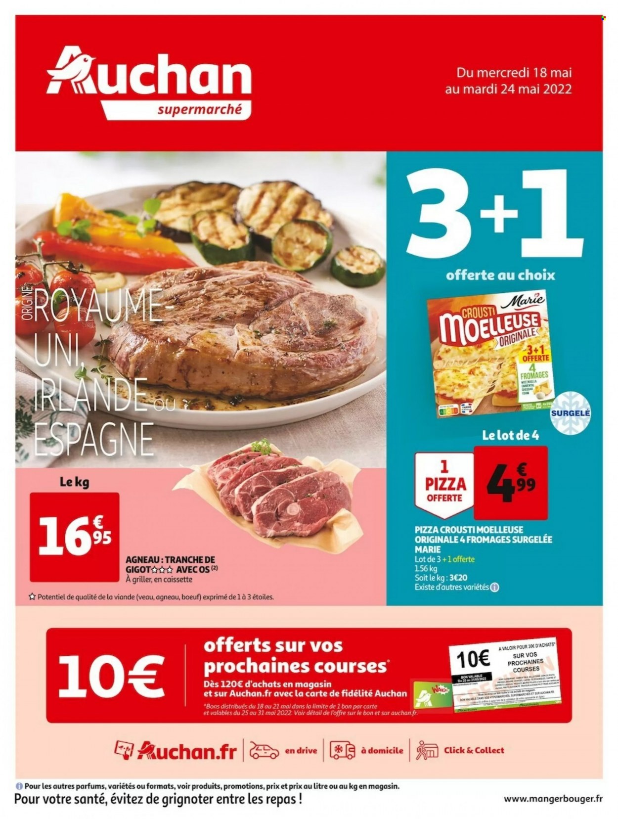 thumbnail - Catalogue Auchan - 18/05/2022 - 24/05/2022 - Produits soldés - viande de veau, pizza. Page 1.