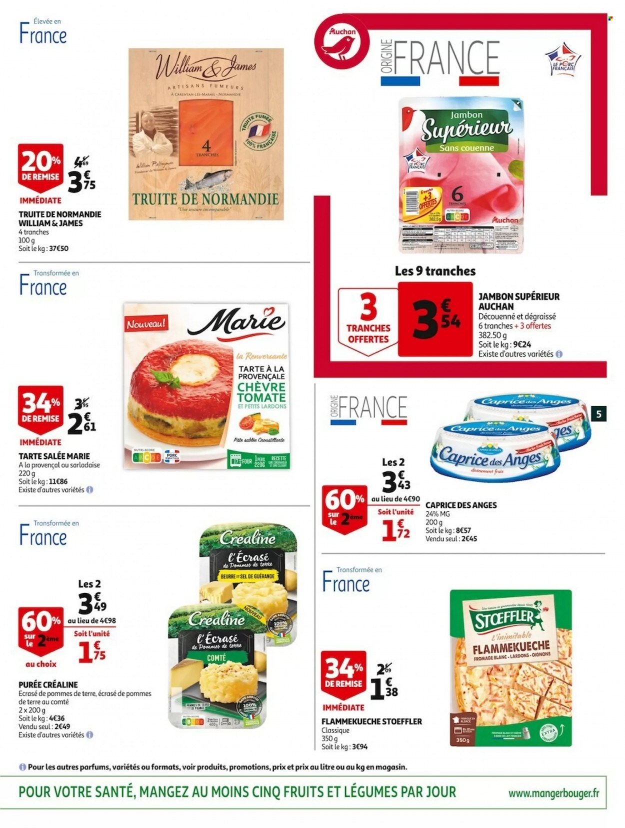 thumbnail - Catalogue Auchan - 18/05/2022 - 24/05/2022 - Produits soldés - tarte, truite, ecrasé de pommes, Stoeffler, jambon, beurre, Flammekueche, four. Page 5.