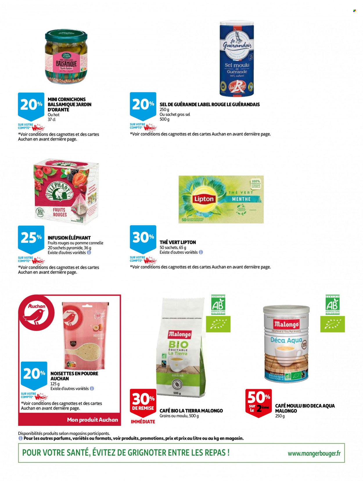 thumbnail - Catalogue Auchan - 18/05/2022 - 31/05/2022 - Produits soldés - table, cornichons, noisettes, Lipton, thé vert, café, café moulu. Page 6.