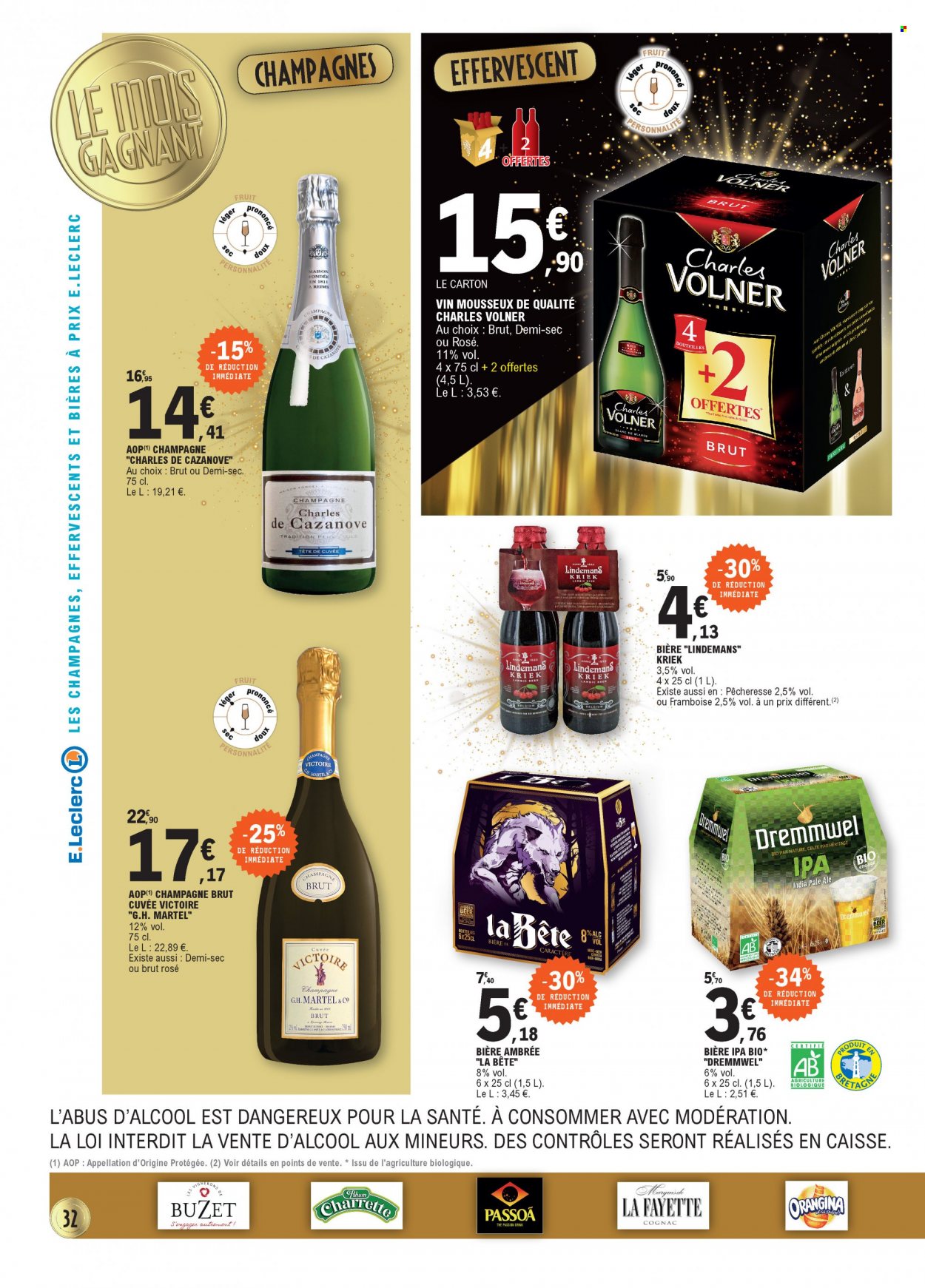 thumbnail - Catalogue E.Leclerc - 17/05/2022 - 28/05/2022 - Produits soldés - bière, Orangina, champagne, vin, rhum. Page 32.