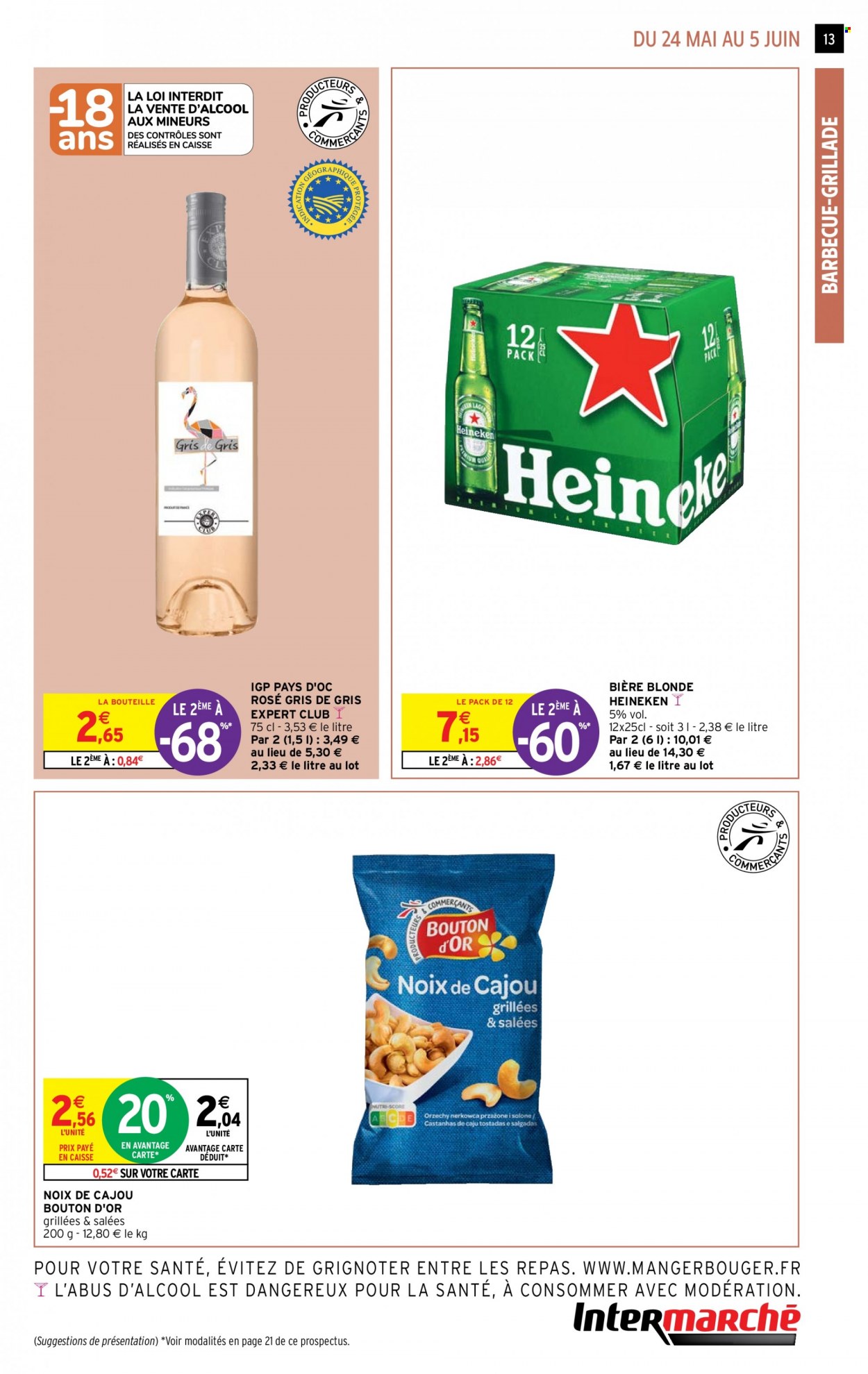 thumbnail - Catalogue Intermarché Express - 24/05/2022 - 05/06/2022 - Produits soldés - bière, bière blonde, Heineken, noix de cajou. Page 13.