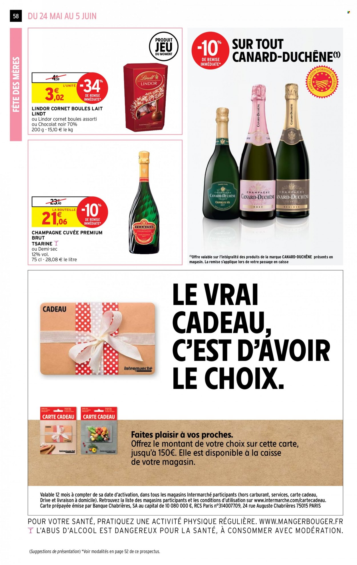 thumbnail - Catalogue Intermarché Hyper - 24/05/2022 - 05/06/2022 - Produits soldés - jeu, Lindor, Lindt, champagne. Page 58.