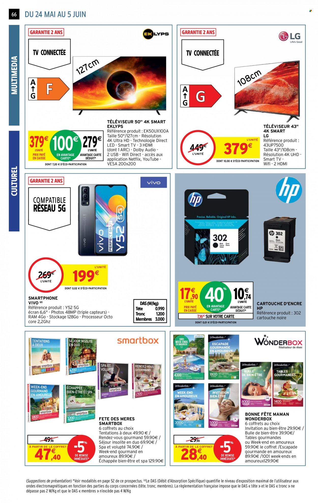thumbnail - Catalogue Intermarché Hyper - 24/05/2022 - 05/06/2022 - Produits soldés - table, LG, smartphone, Hewlett Packard, téléviseur, smart tv, cartouche jet. Page 66.