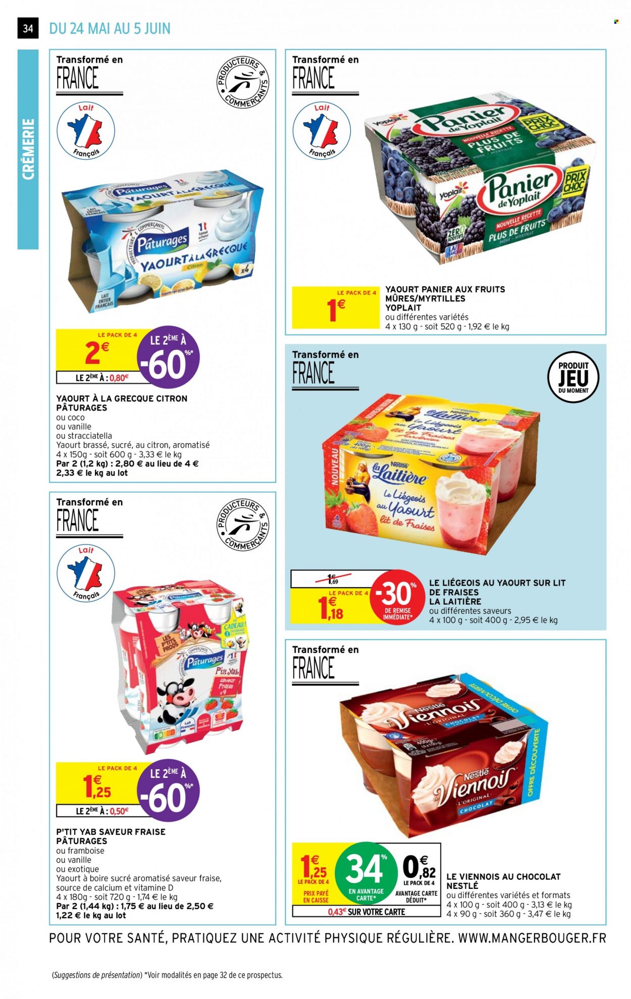 thumbnail - Catalogue Intermarché Super - 24/05/2022 - 05/06/2022 - Produits soldés - yaourt, Nestlé, Yoplait, dessert au lait, vitamine D. Page 34.