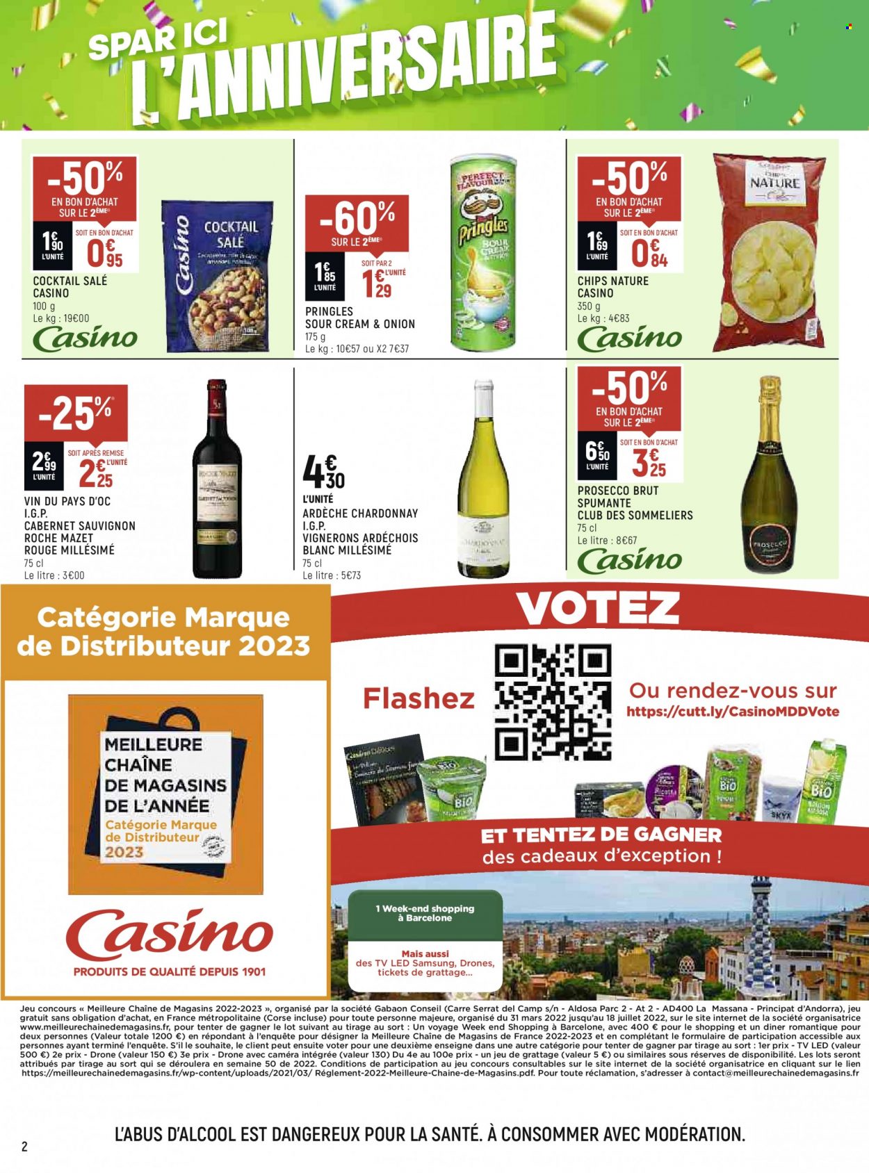 thumbnail - Catalogue Spar Supermarché - 18/05/2022 - 29/05/2022 - Produits soldés - Samsung, chips, Pringles, vin blanc, vin rouge, Prosecco, vin, Cabernet Sauvignon, drone, téléviseur, téléviseur LED. Page 2.