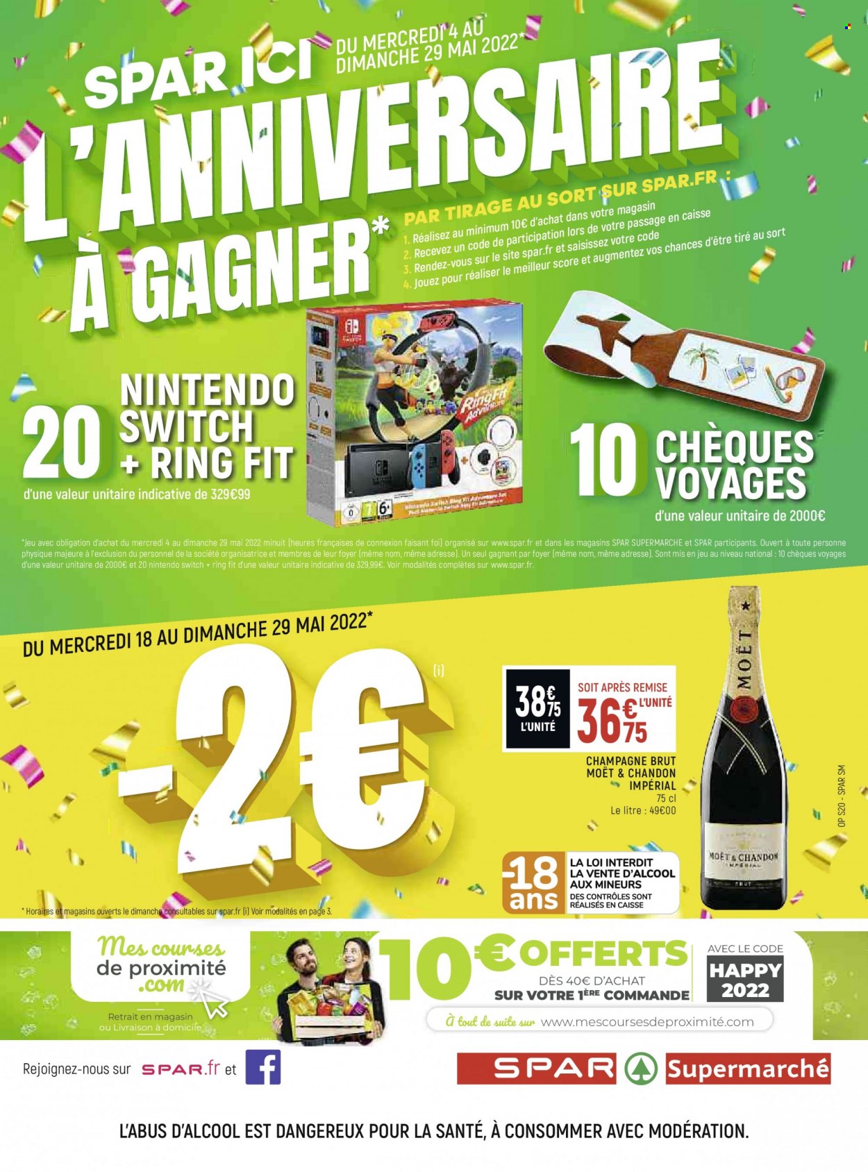 thumbnail - Catalogue Spar Supermarché - 18/05/2022 - 29/05/2022 - Produits soldés - champagne, Moët & Chandon, Nintendo Switch. Page 8.
