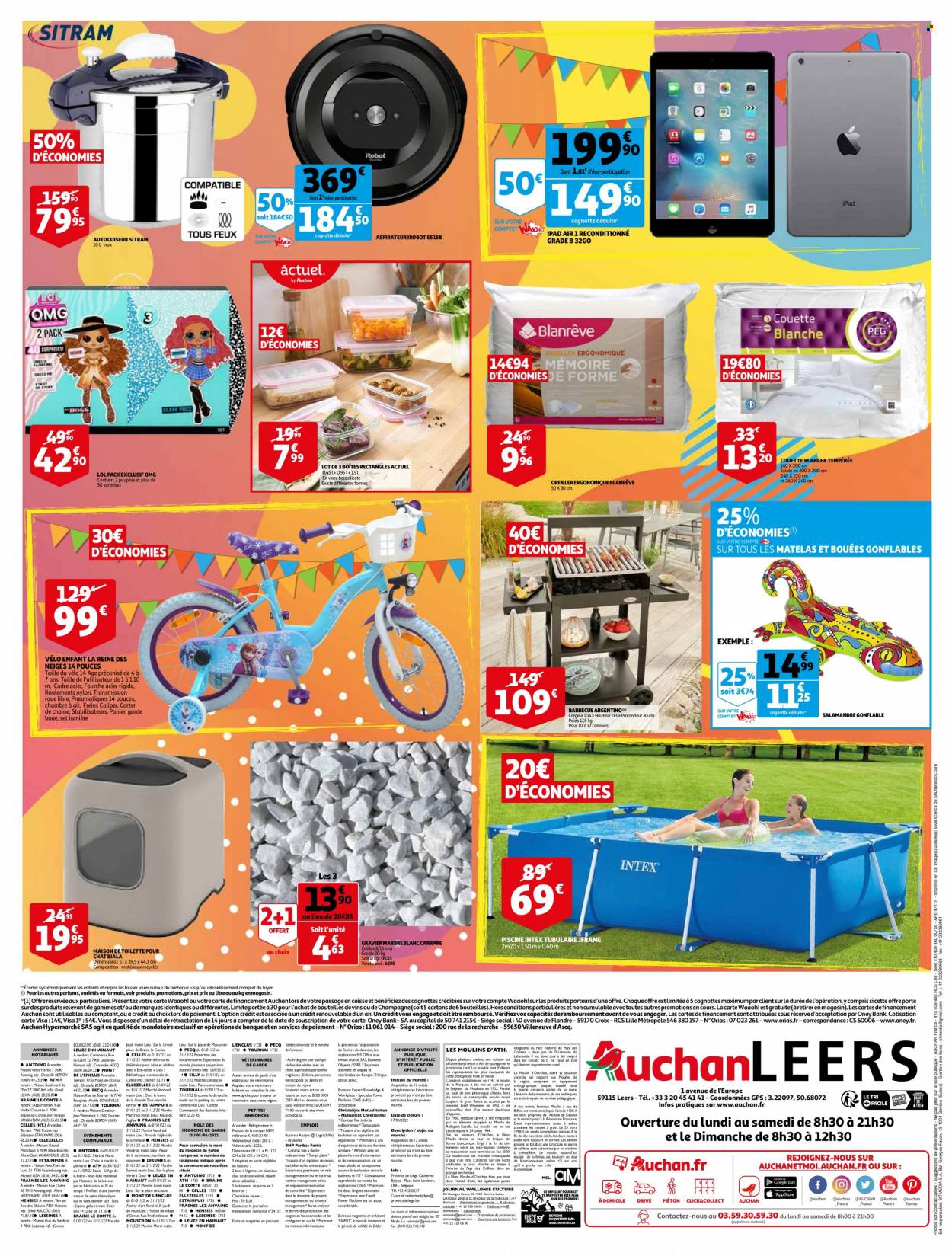 thumbnail - Catalogue Auchan - 18/05/2022 - 24/05/2022 - Produits soldés - alcool, vélo, nem, champagne, vin, autocuiseur, couette, aspirateur, iRobot, matelas, piscine, barbecue. Page 4.
