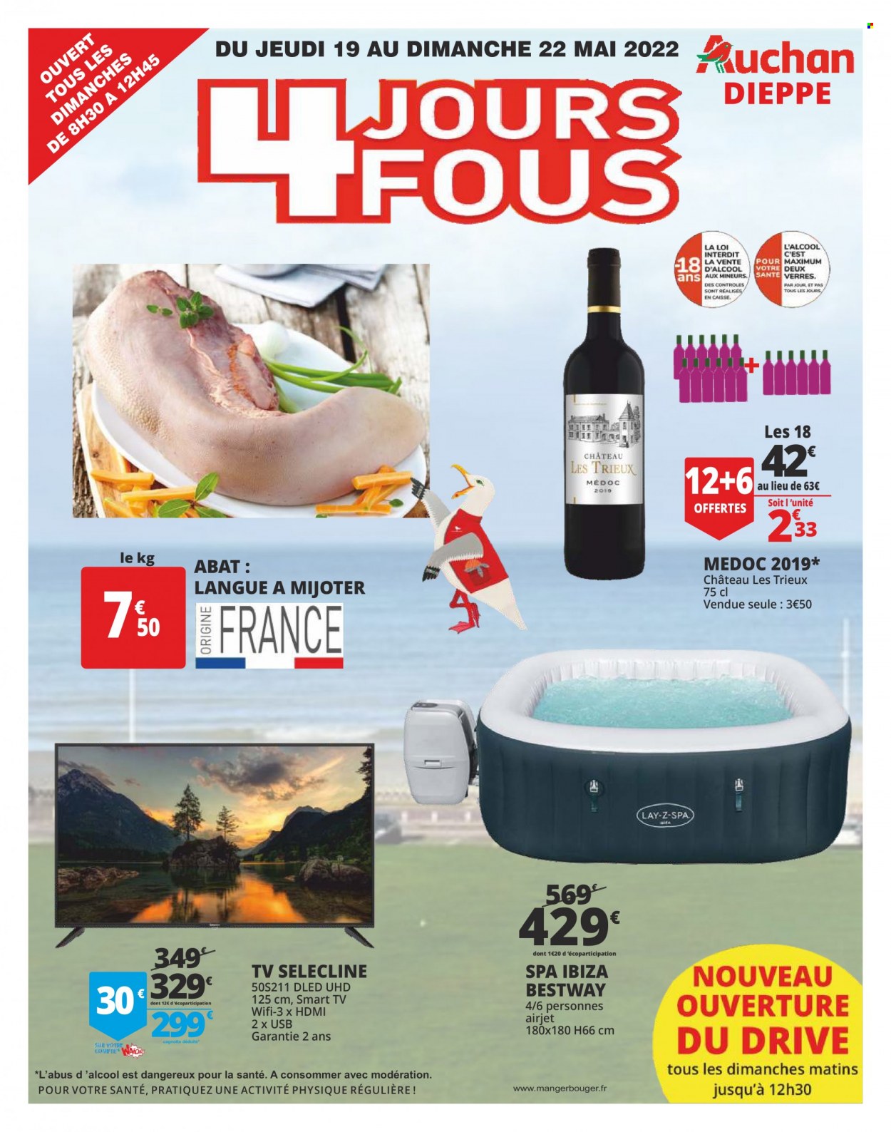 thumbnail - Catalogue Auchan - 19/05/2022 - 22/05/2022 - Produits soldés - téléviseur, smart tv, lay-z-spa. Page 1.