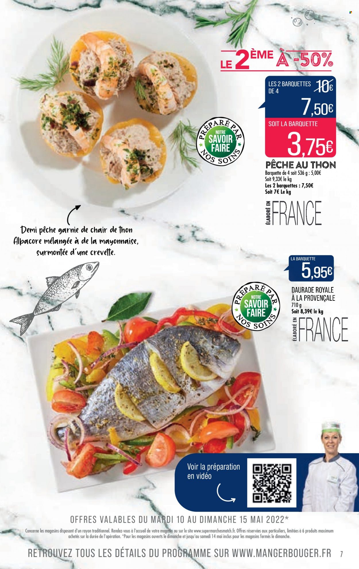 thumbnail - Catalogue Supermarché Match - 10/05/2022 - 22/05/2022 - Produits soldés - pêche, crevettes, dorade, biscuits. Page 7.