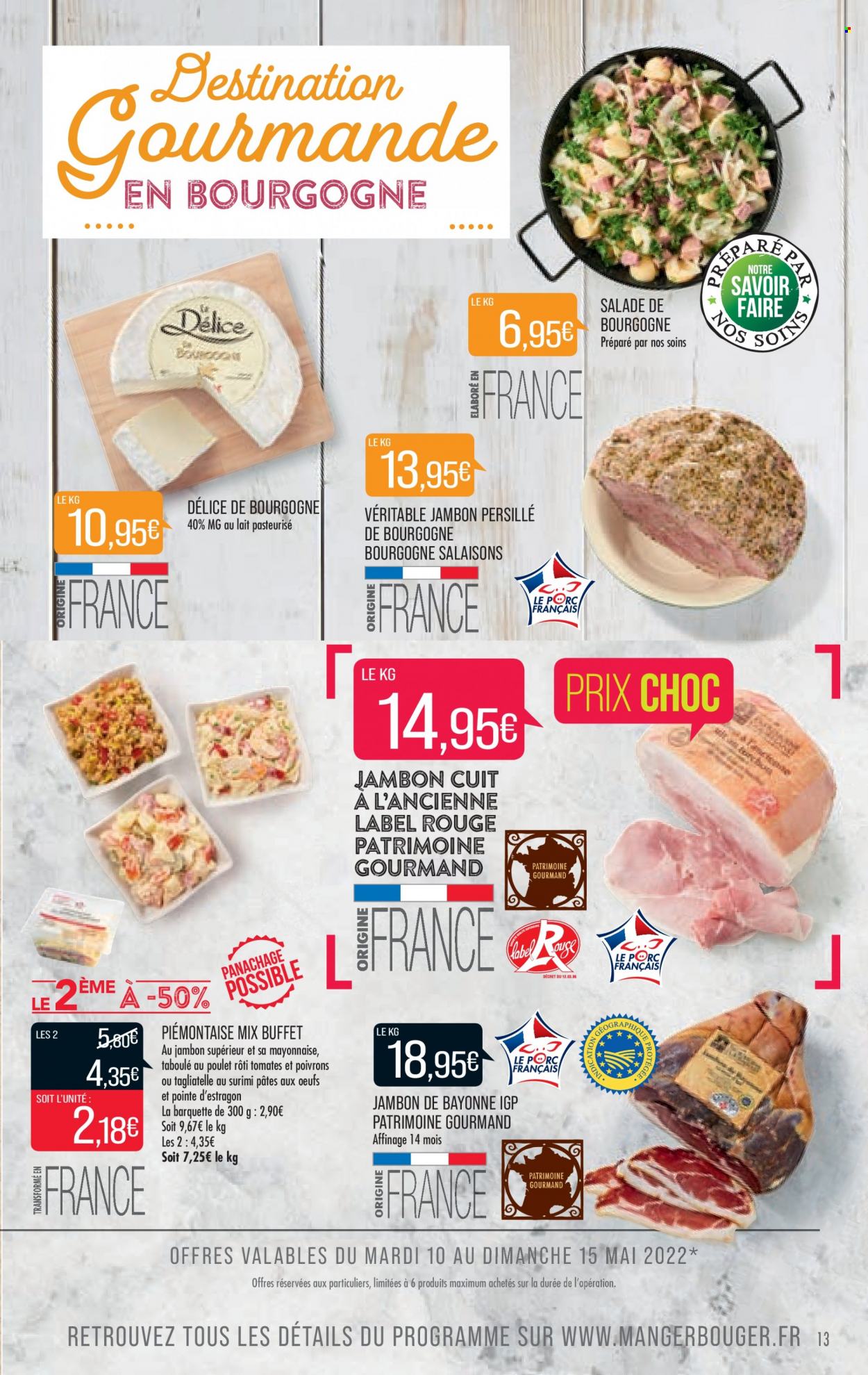 thumbnail - Catalogue Supermarché Match - 10/05/2022 - 22/05/2022 - Produits soldés - salade, surimi, plat cuisiné, poulet rôti, jambon persillé, mayonnaise, pâtes, tagliatelles. Page 13.