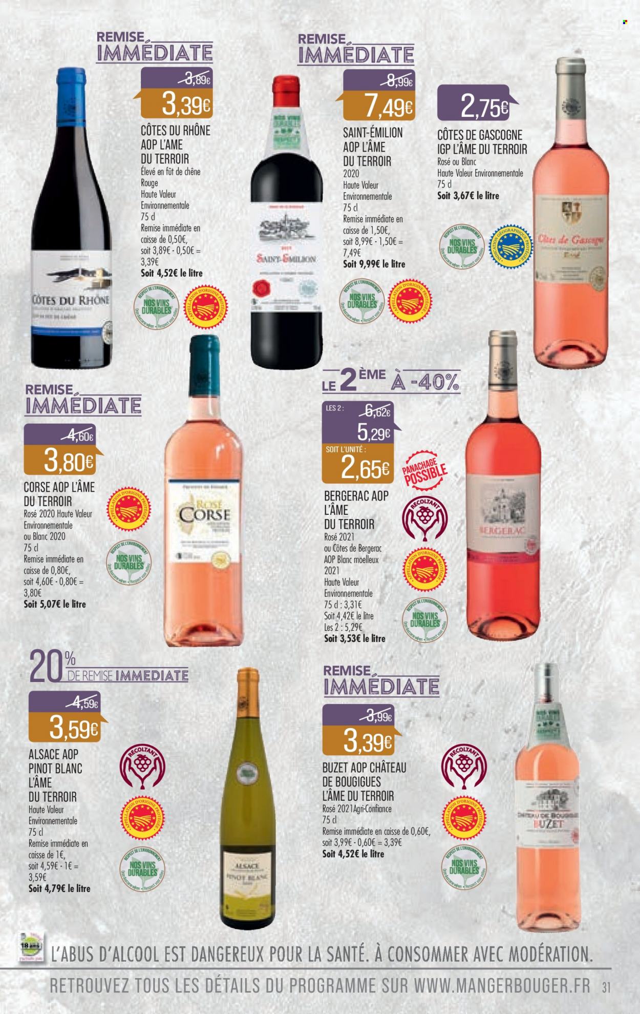thumbnail - Catalogue Supermarché Match - 10/05/2022 - 22/05/2022 - Produits soldés - Côtes de Gascogne, Côtes du Rhône, vin blanc, vin, Pinot Blanc, Côtes de Bergerac. Page 31.