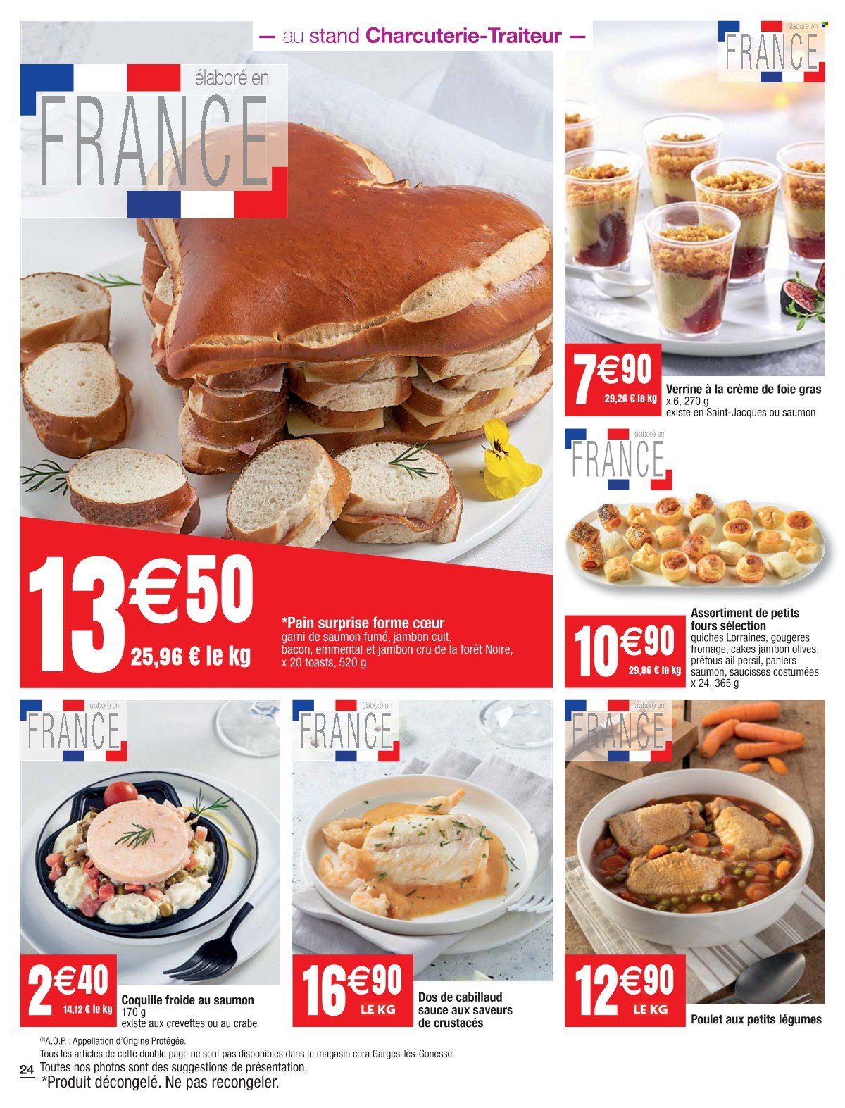 thumbnail - Catalogue Cora - 24/05/2022 - 30/05/2022 - Produits soldés - pain, toast, Pain Surprise, petit four, poulet, crabe, foie gras, gougères, jambon sec, bacon, emmental, fromage, persil, Persil. Page 24.
