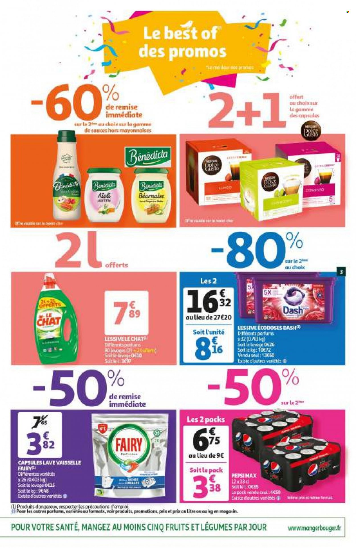 thumbnail - Catalogue Auchan - 25/05/2022 - 31/05/2022 - Produits soldés - Bénédicta, Béarnaise, Pepsi, lessive, Fairy. Page 3.