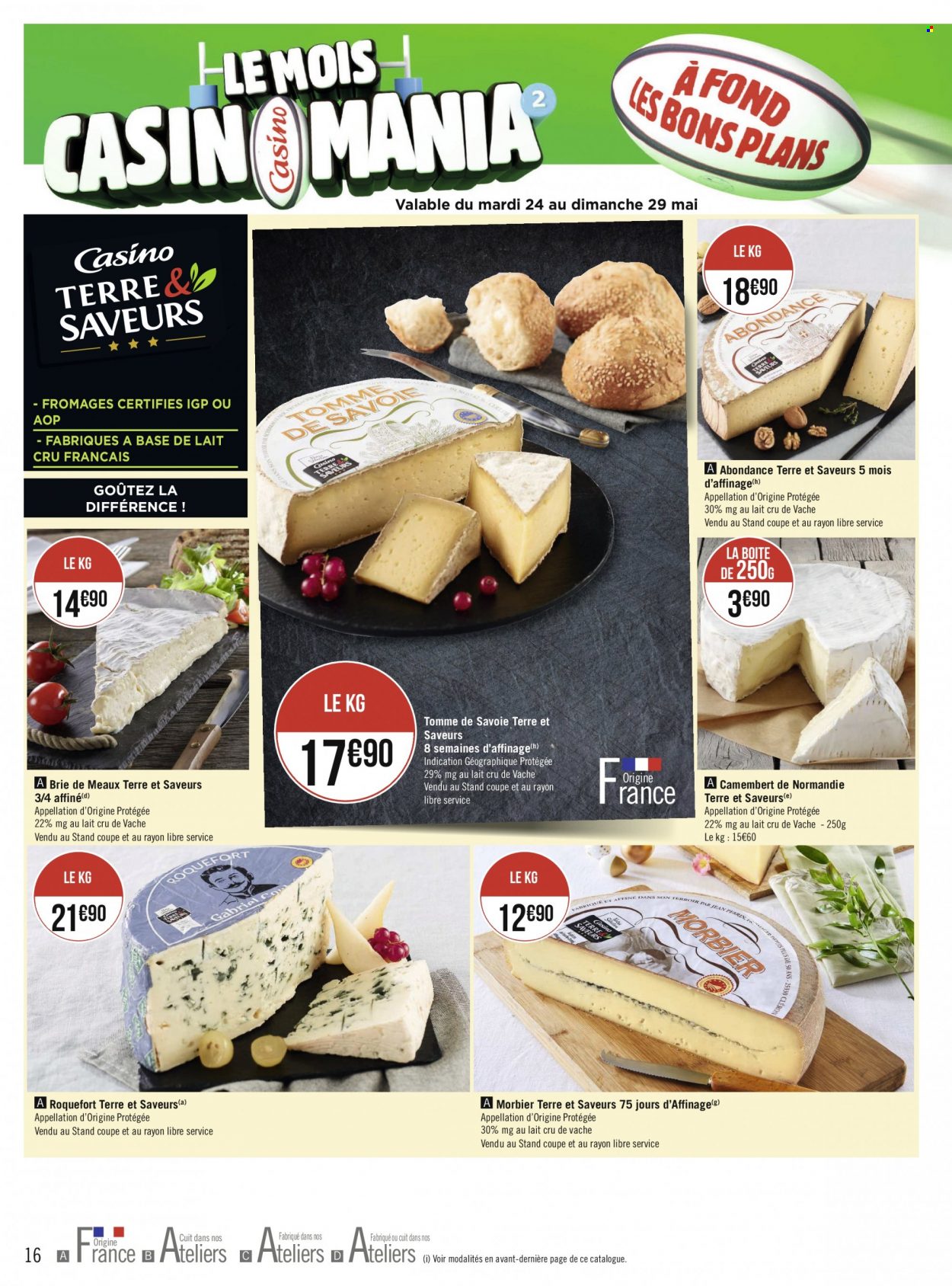 thumbnail - Catalogue Géant Casino - 23/05/2022 - 05/06/2022 - Produits soldés - Brie, camembert, fromage, roquefort, Morbier. Page 16.